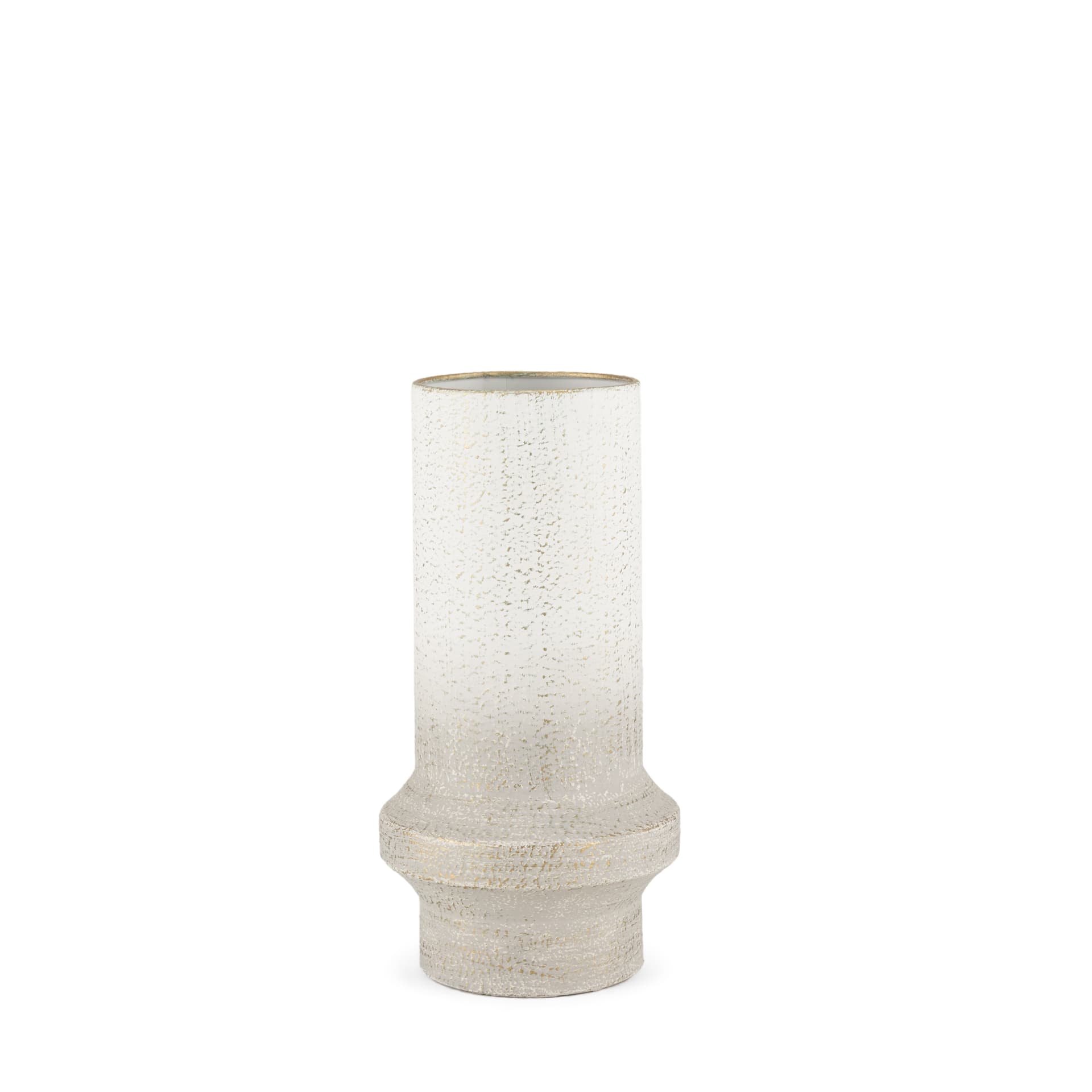 Tovah Small Textured White w/ Gold Metal Vase — product photograph