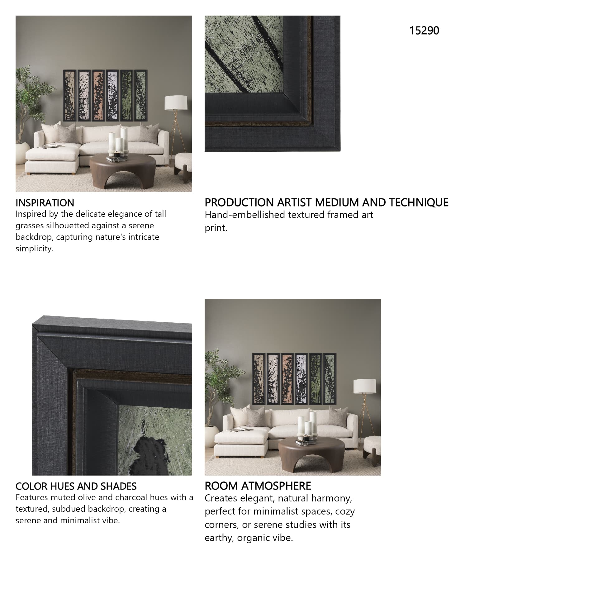 Etched Silouette VI by Mercana Studio a Hand Embellished Textured Framed Art Print — in a styled room
