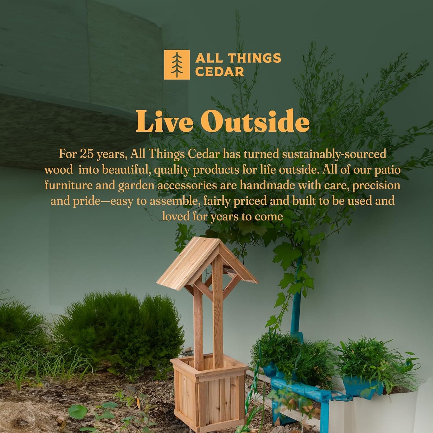 4-Ft Wishing Well Cedar Planter Box — product photograph