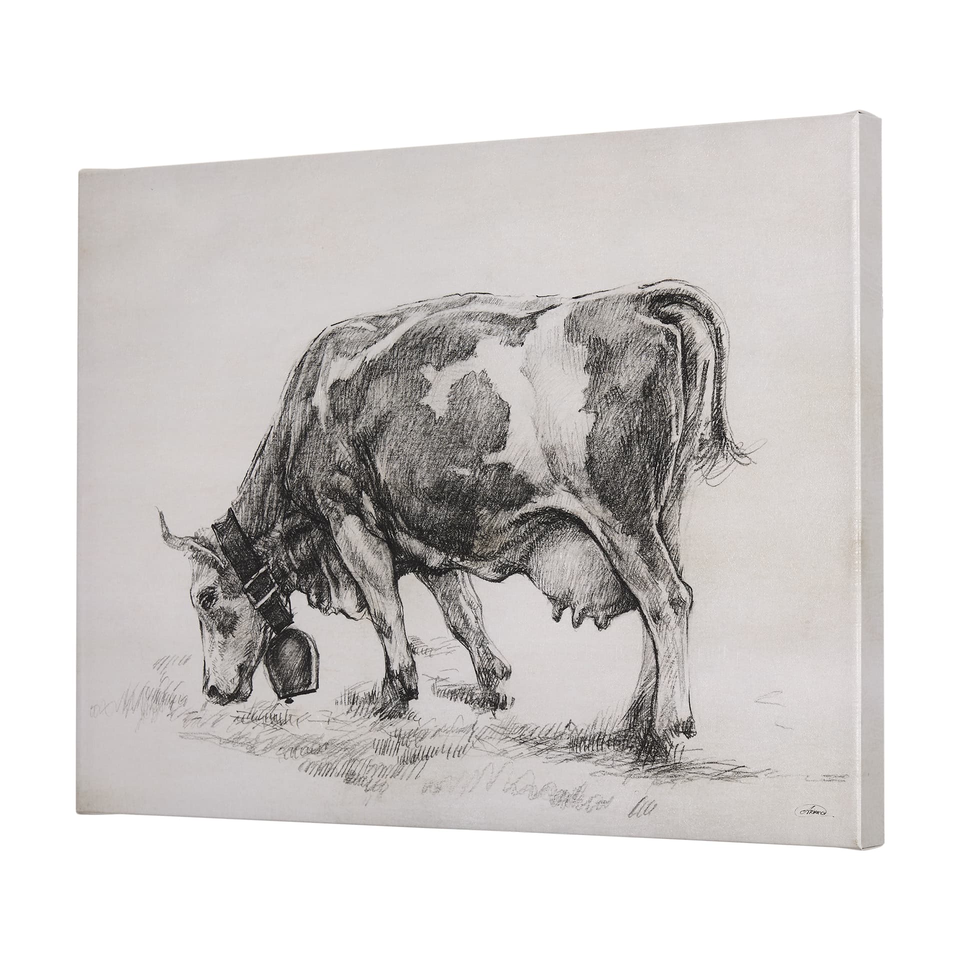 Old West Collection IV (Cow Sketch) by Mercana Studio a Hand Embellished Textured Canvas — product photograph
