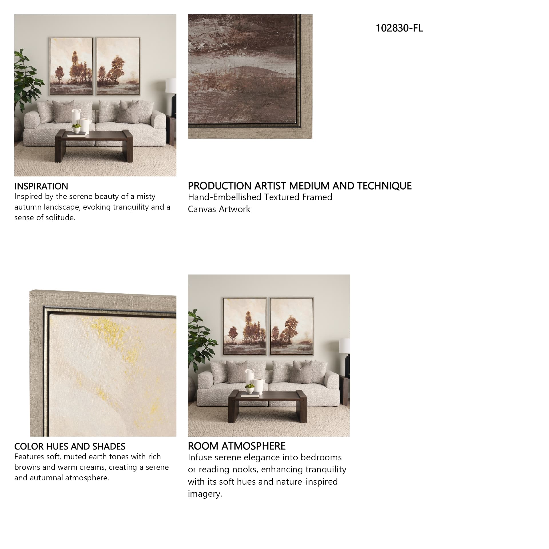 Quiet Horizon I by Mercana Studio Hand-Embellished Textured Framed Canvas Artwork — in a styled room