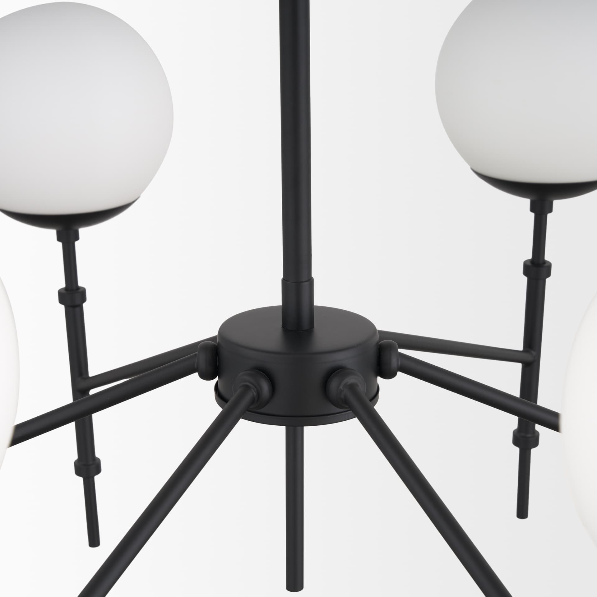 Edie Matte Black Metal w/ Frosted Glass Globes 6-Light Chandelier — product photograph