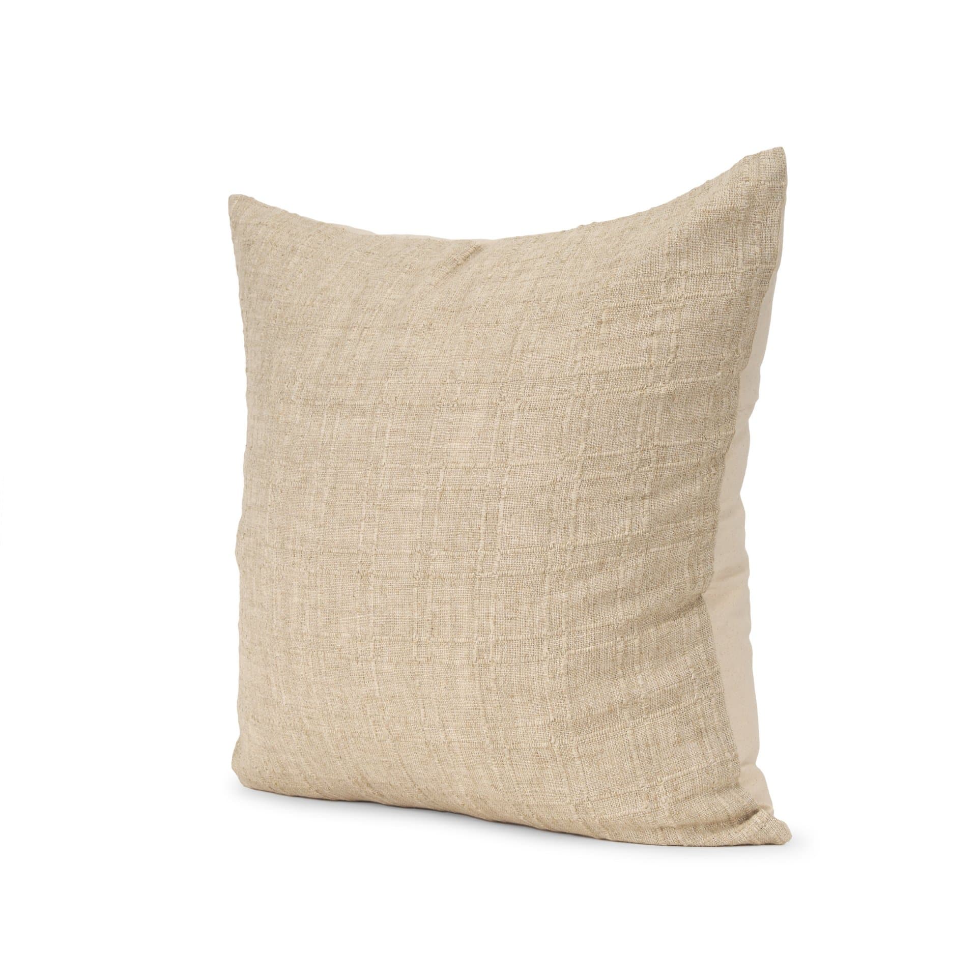 Jeren 22x22 Beige Cotton Linen Square Pillow Cover w/Down Filler — product photograph