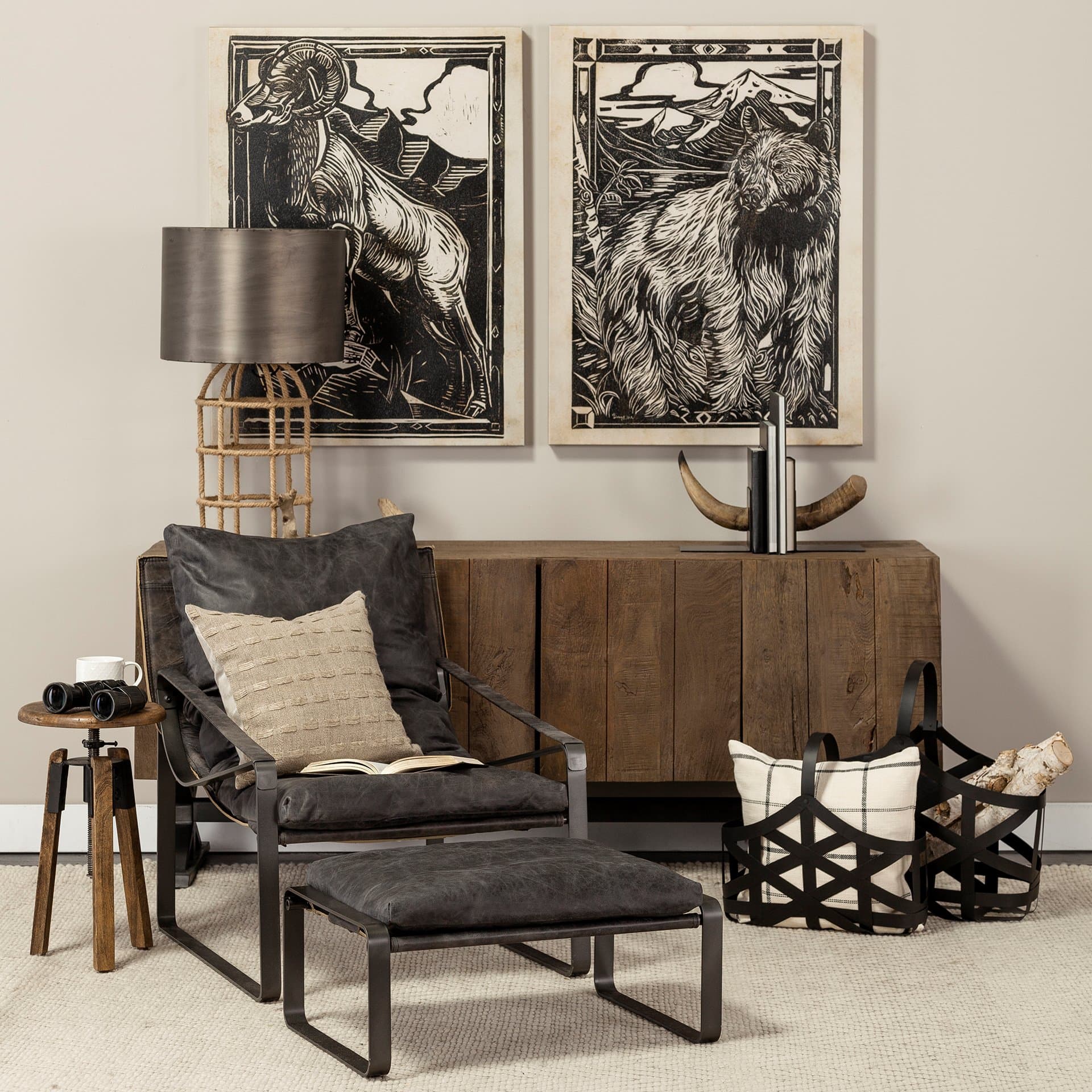 Tyrell (Set of 2) 23L x 11W; 18L x 8W Black Iron Metal Baskets — product photograph