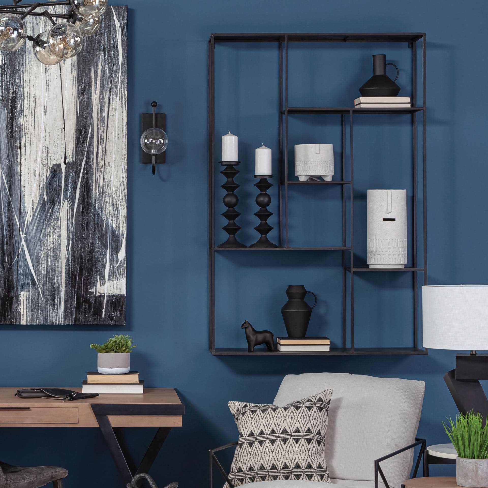 Emily I 8L x 8W Black Metal Decorative Jug — in a styled room