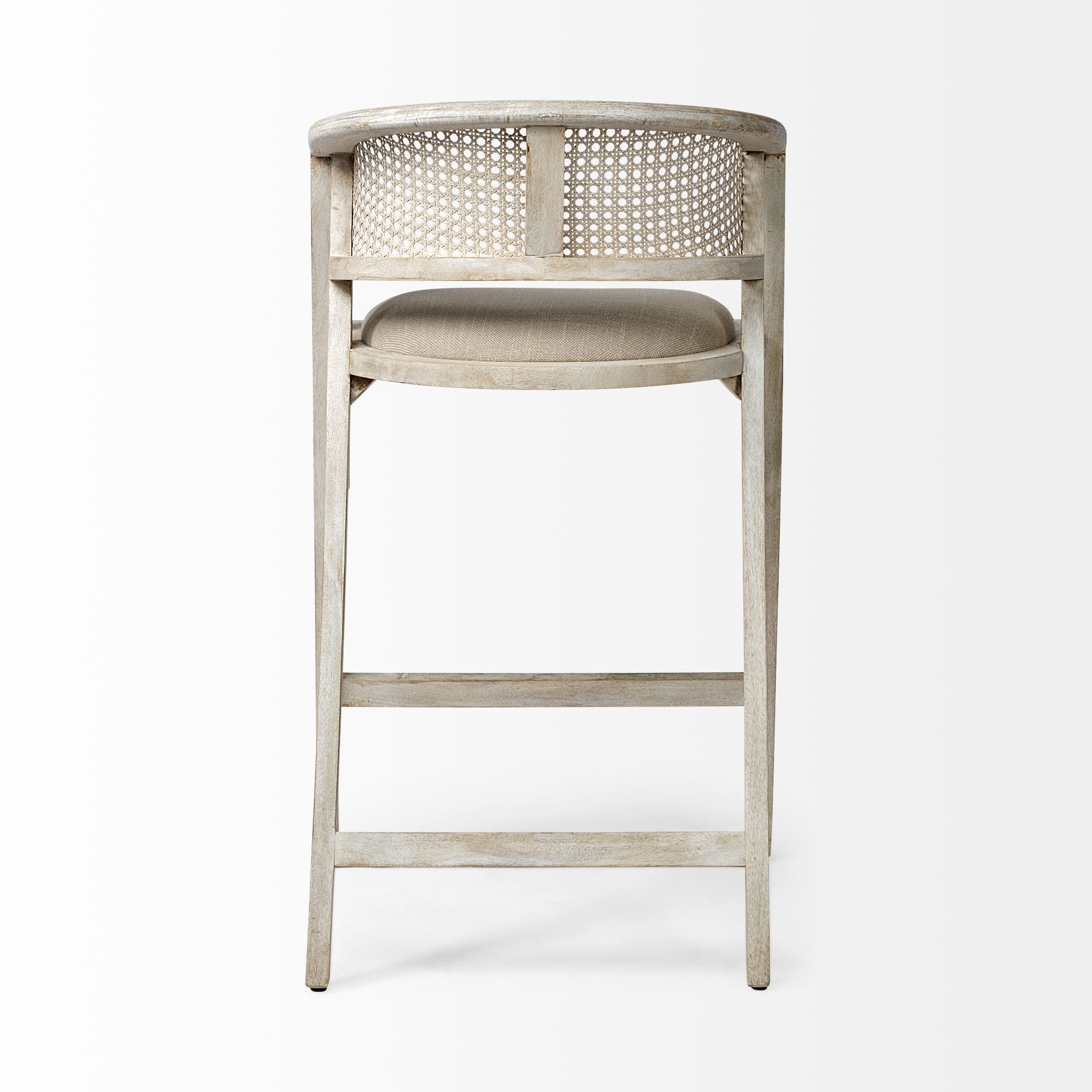 Tabitha Low Back 30.75in Seat Bar Stool | Beige Fabric w/ Blonde Wood — product photograph