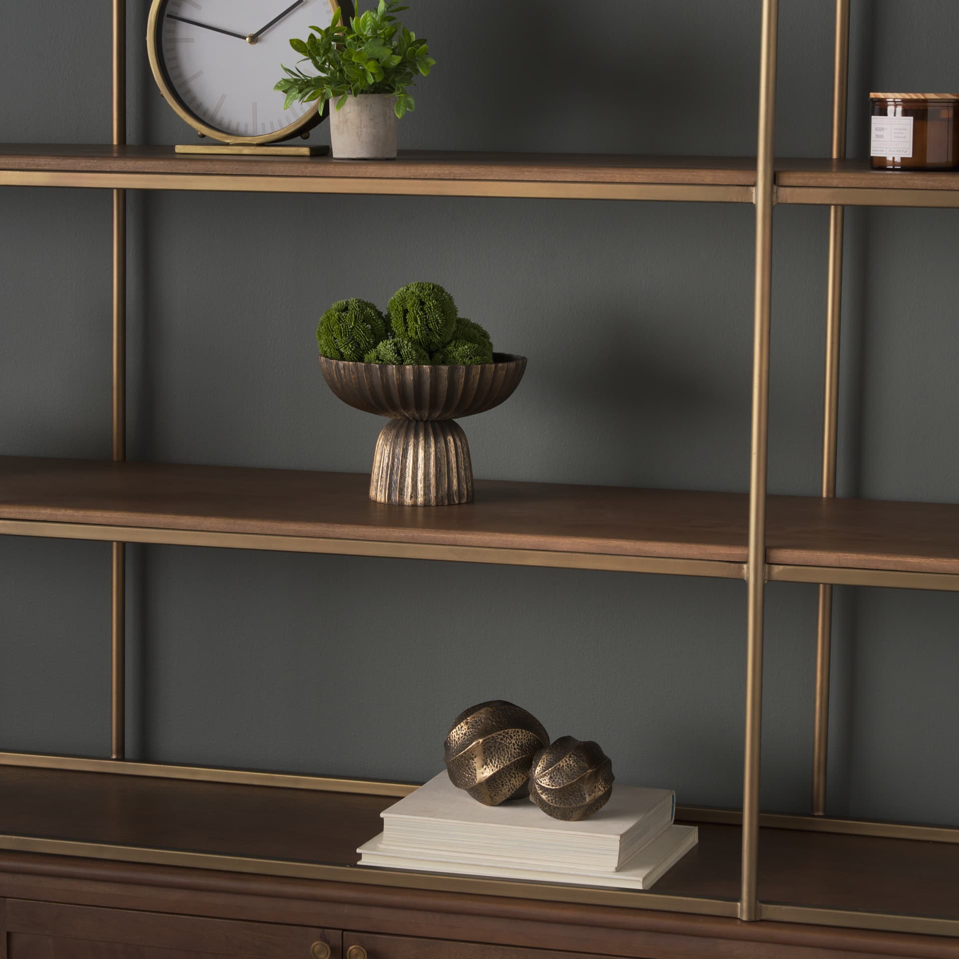 Imani Small Sculptural Textured Antiqued Gold Metal Decorative Orb Object — product photograph