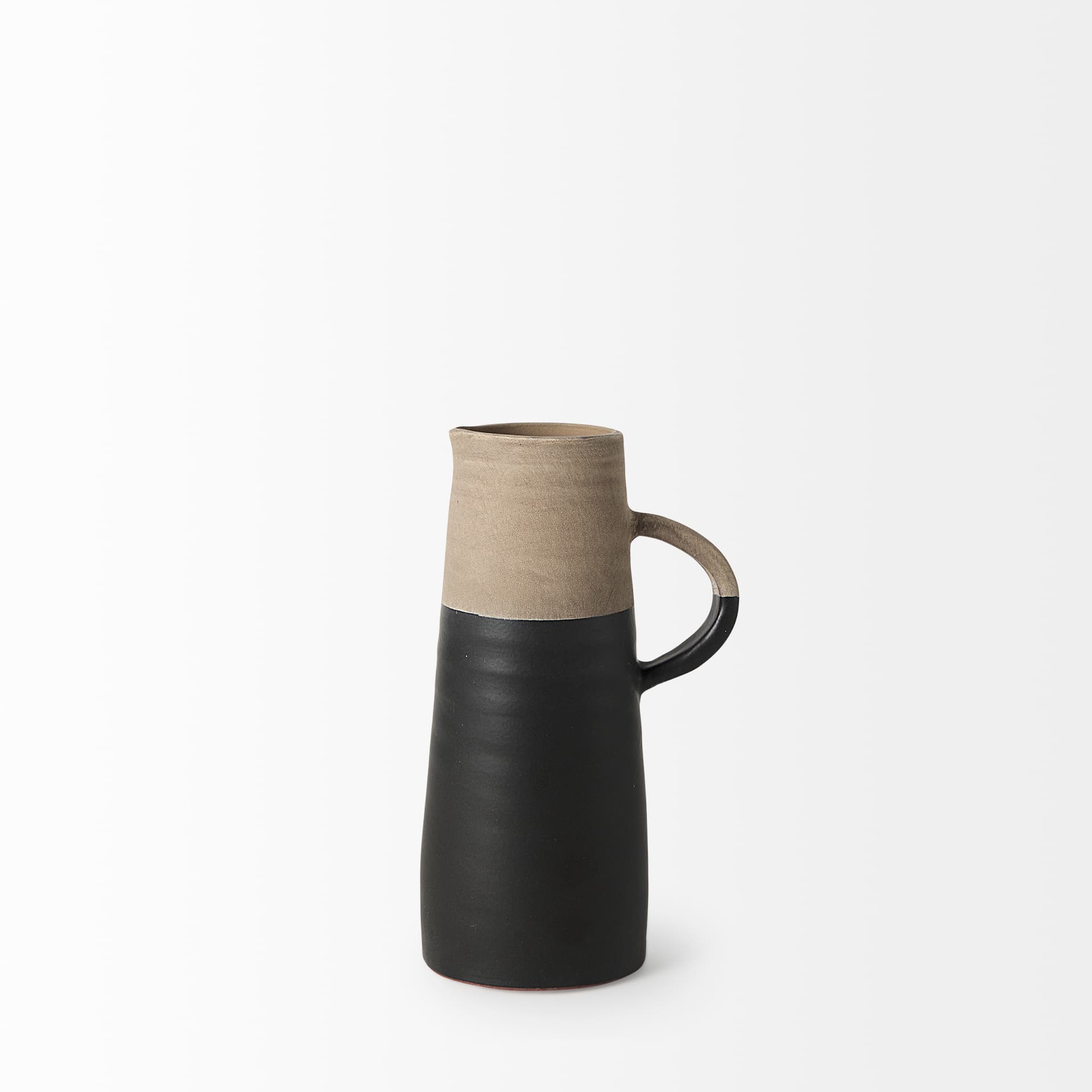 Garand Small 13H Two-Toned Black/Natural Ceramic Jug — product photograph