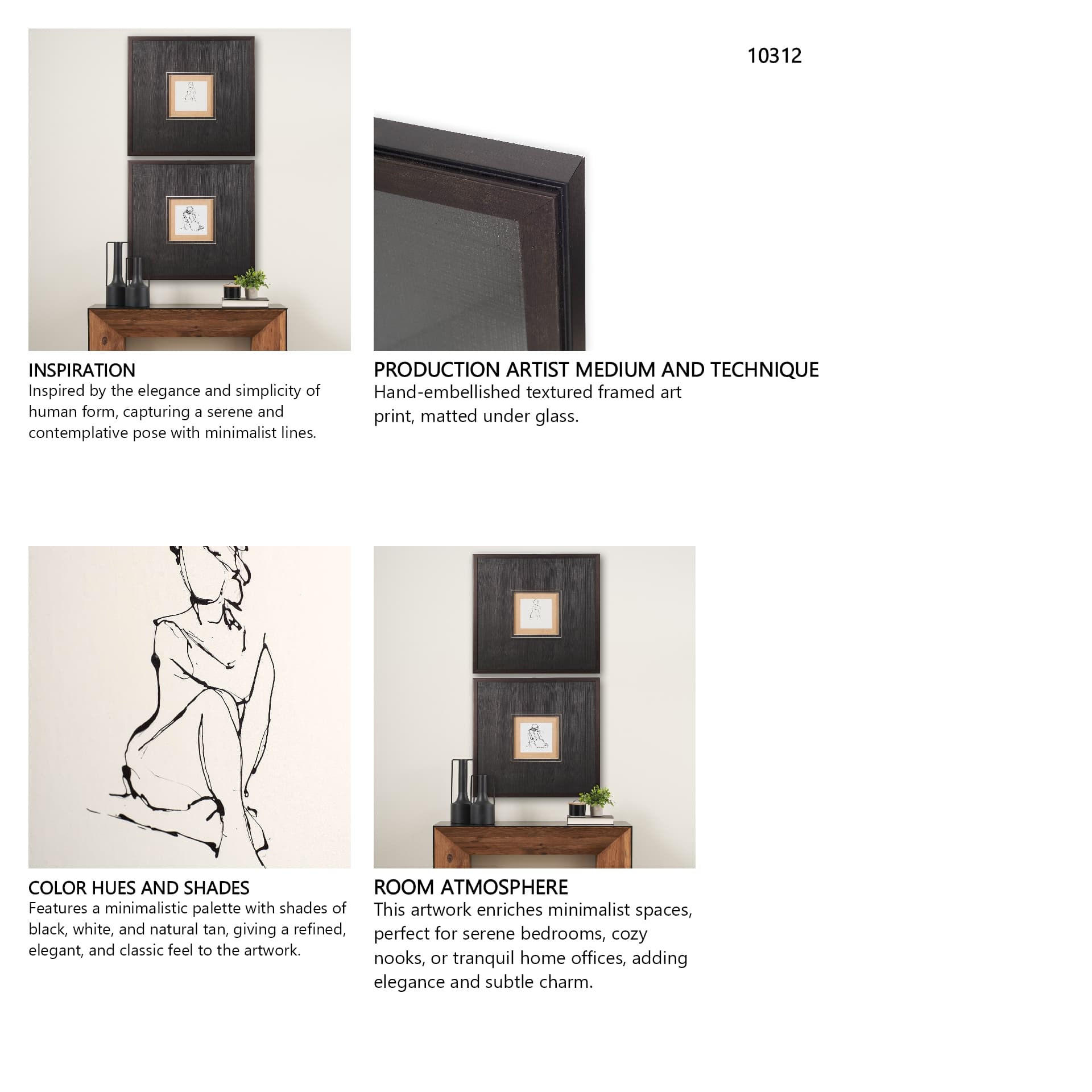 Contour Figure 2 by Stefano Altamura a Hand Embellished Textured Framed Art Print Matted under Glass — in a styled room