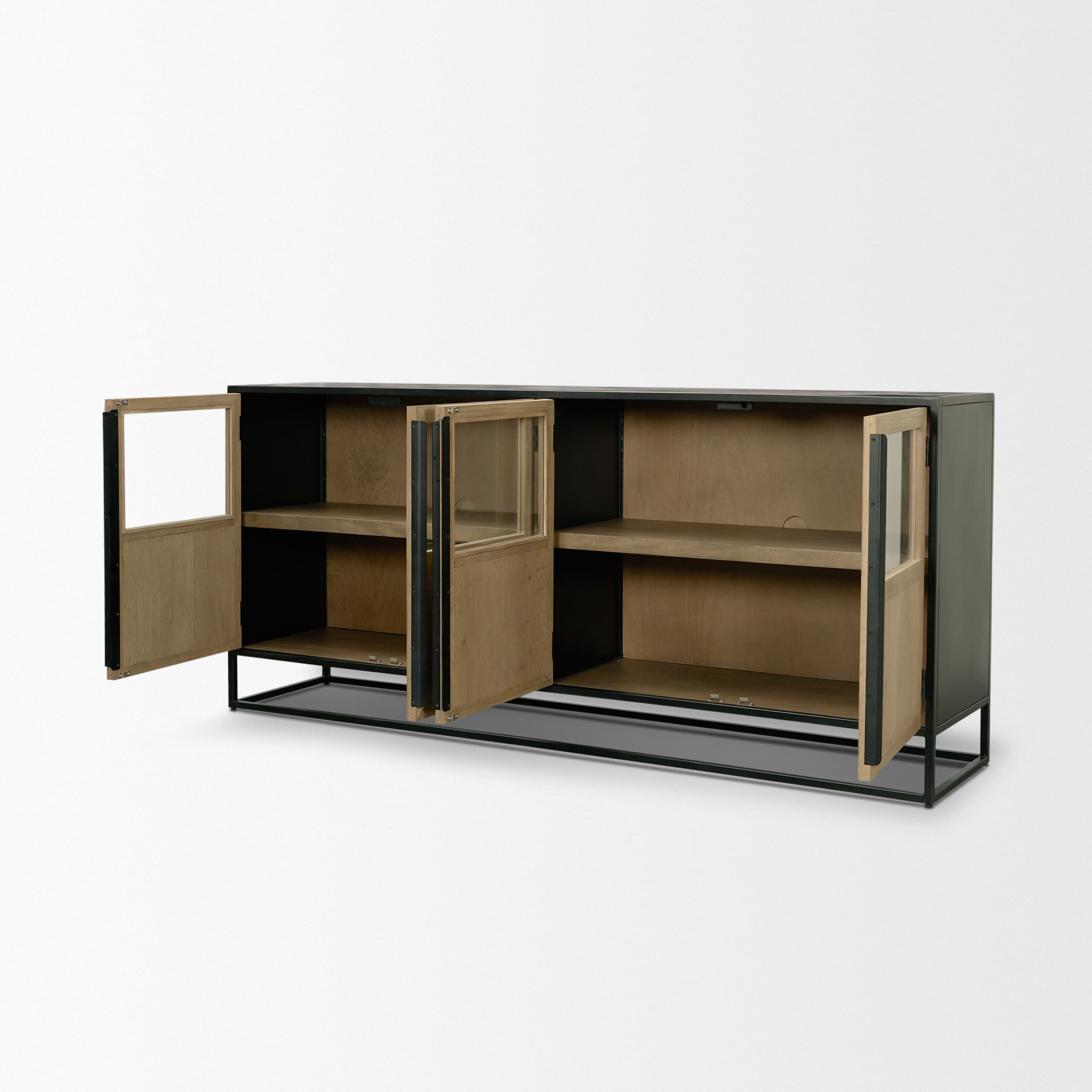 Sloan 80" Light Brown Wood W/Black Metal Frame Sideboard — product photograph