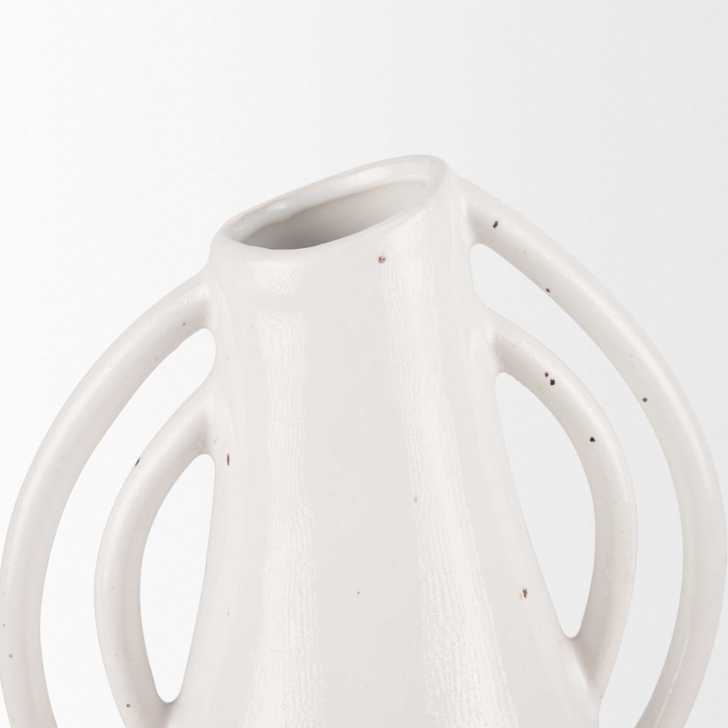 Urvi Tall Off White Speckled Asymmetrical Ceramic Vase — product photograph
