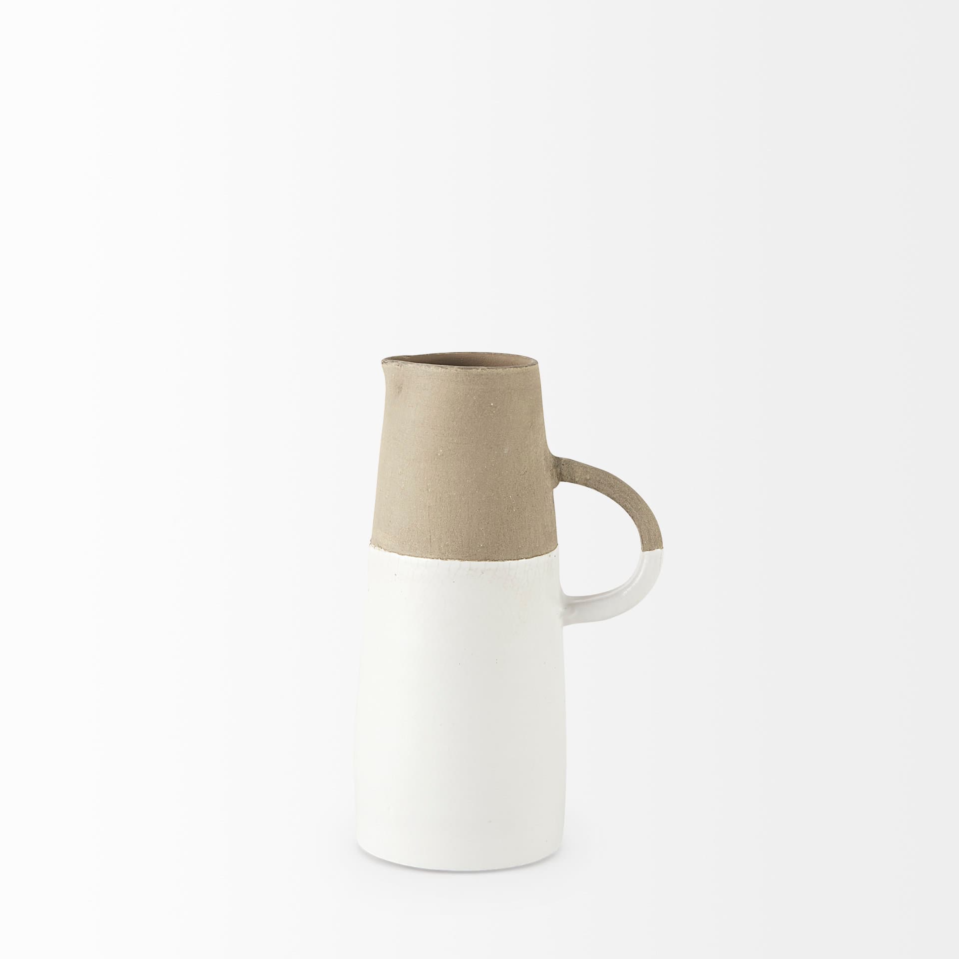 Garand Small 13H Two-Toned White Natural Ceramic Jug — product photograph
