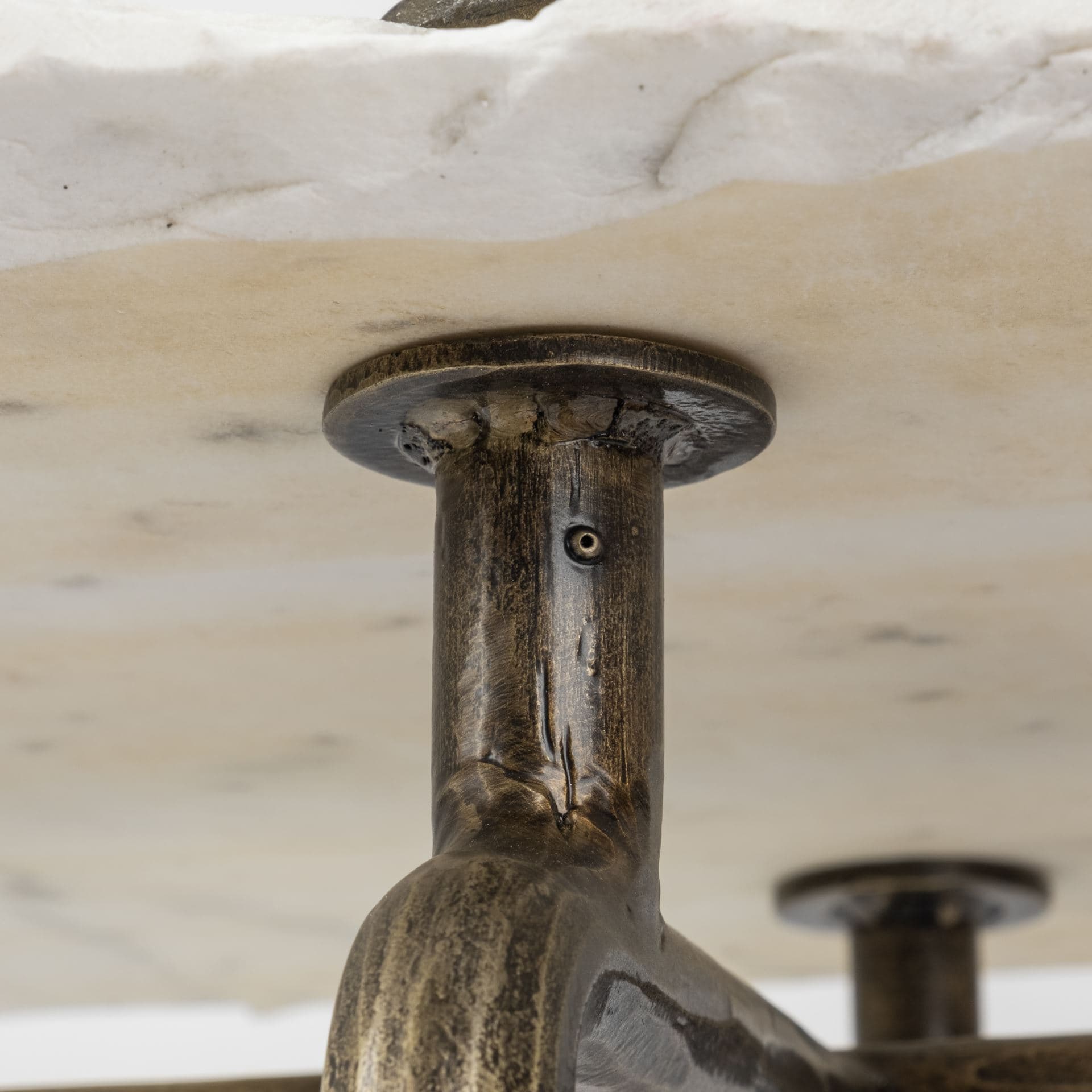 Pinera III 49L x 17W White Marble Top Gold-Toned Iron Base Console Table — product photograph