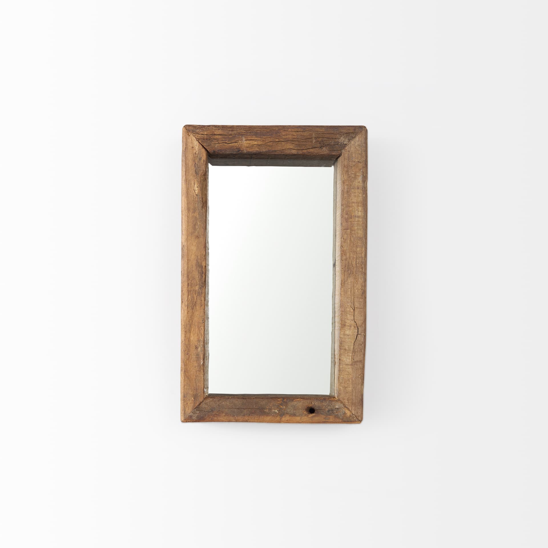 Gervaise 12L x 2W x7H Small Brown Wood Frame Rectangular Wall Mirror — product photograph