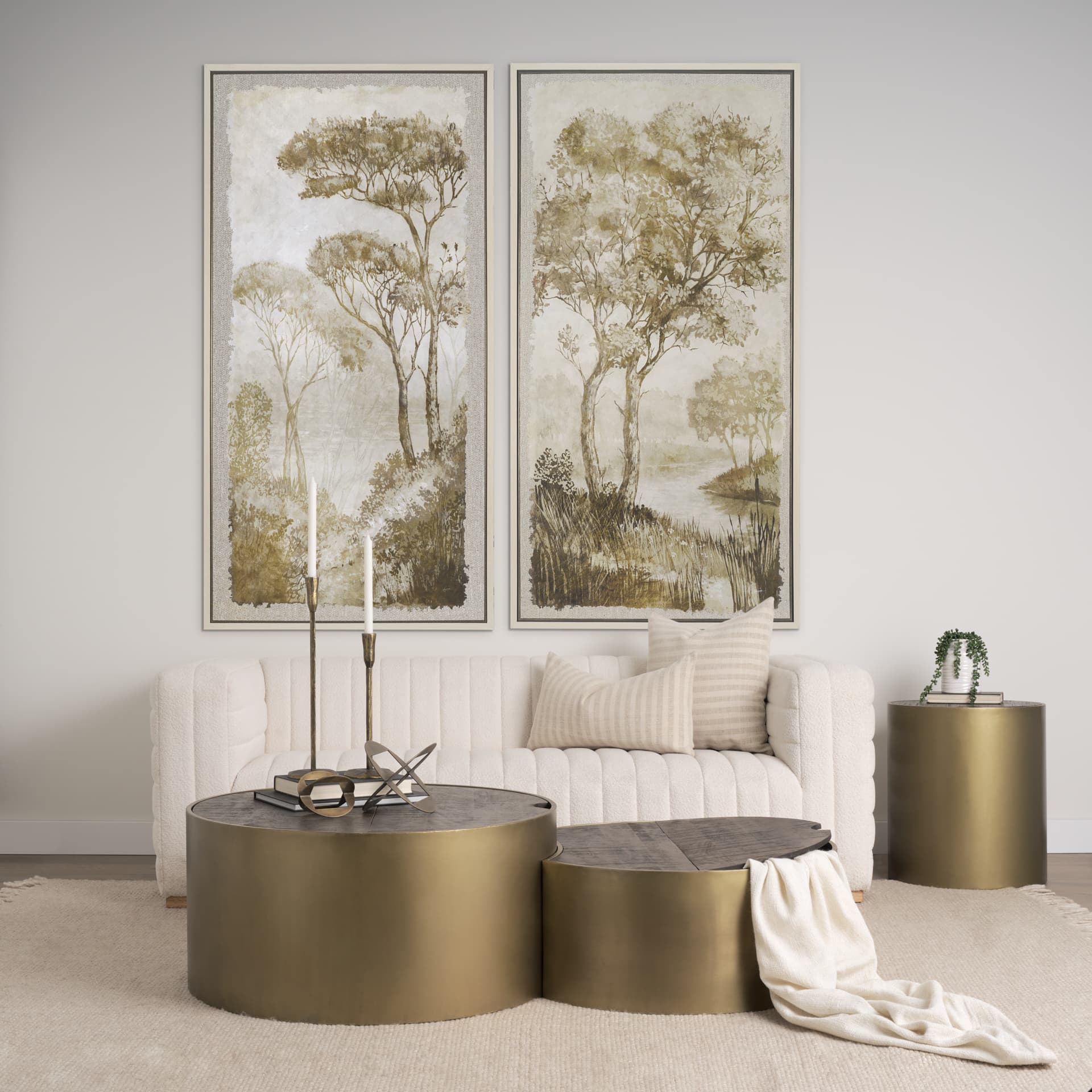Timeless Vista IV by Mercana Studio Hand-Embellished Textured Framed Canvas Artwork — in a styled room