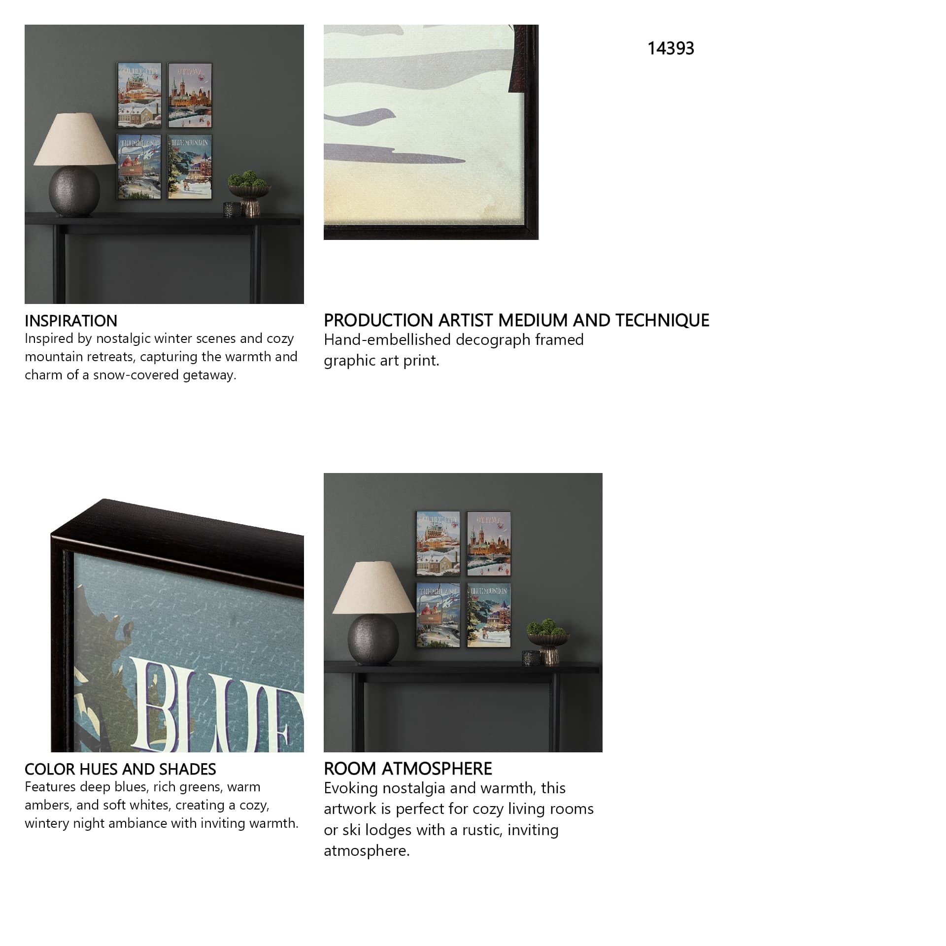 Blue Mountain by Mercana Studio a Hand Embellished Textured Framed Art Print — in a styled room
