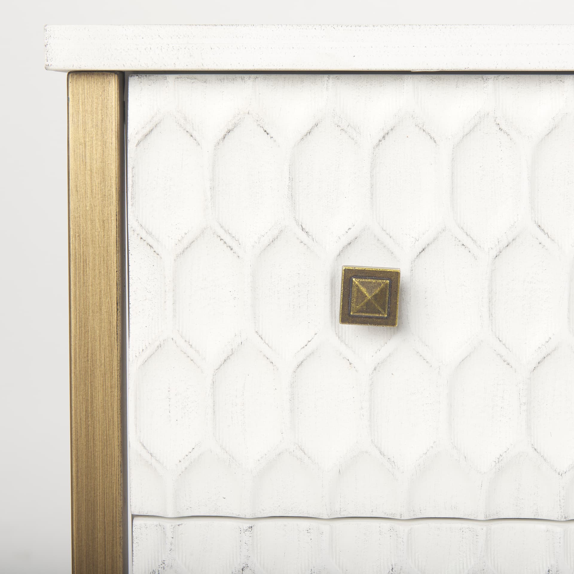 Savannah White Fir Veneer w/ Gold Metal Accents 6-Drawer Sideboard — product photograph