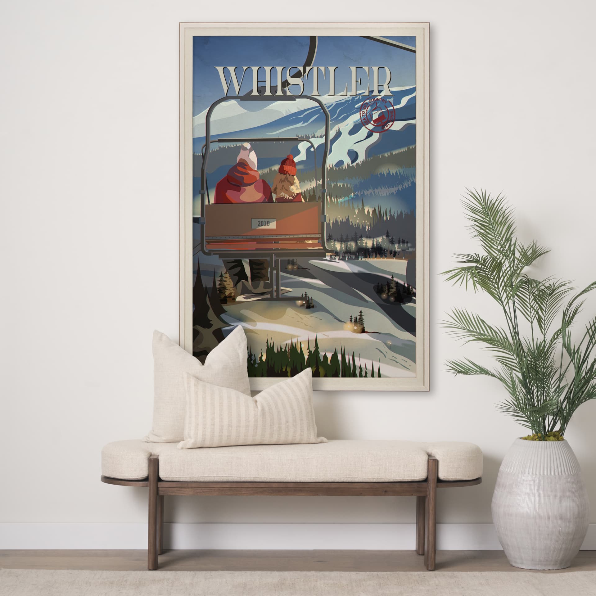 Whistler Go Canada (XL) by Mercana Studio a Hand Embellished Decograph Framed Art Print under Glass — in a styled room