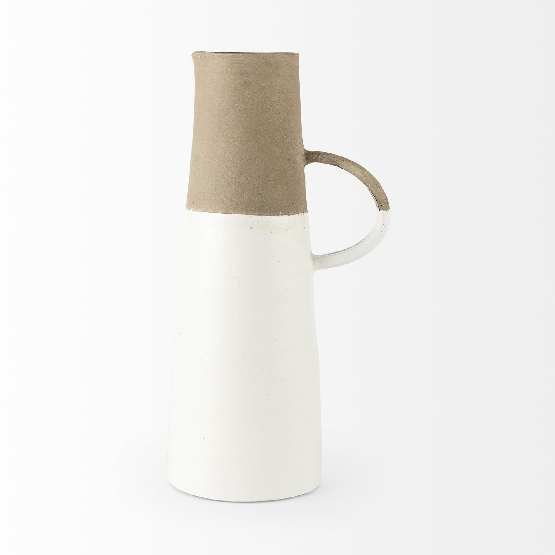 Garand Large 18.8H Two-Toned White Natural Ceramic Jug — product photograph