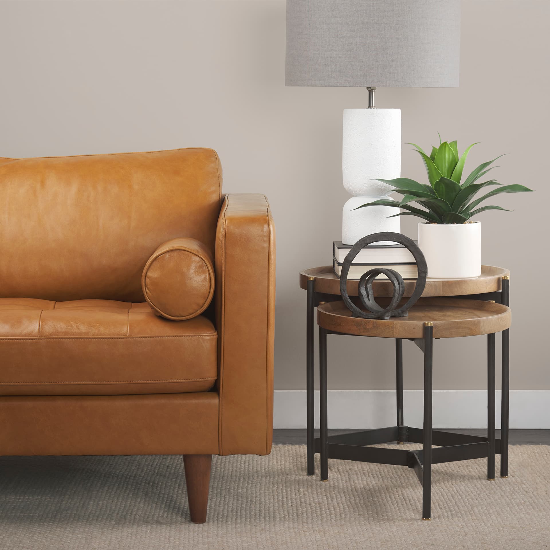 Svend 88.0L x 38.0W x 34.0H Tan Leather Sofa — product photograph