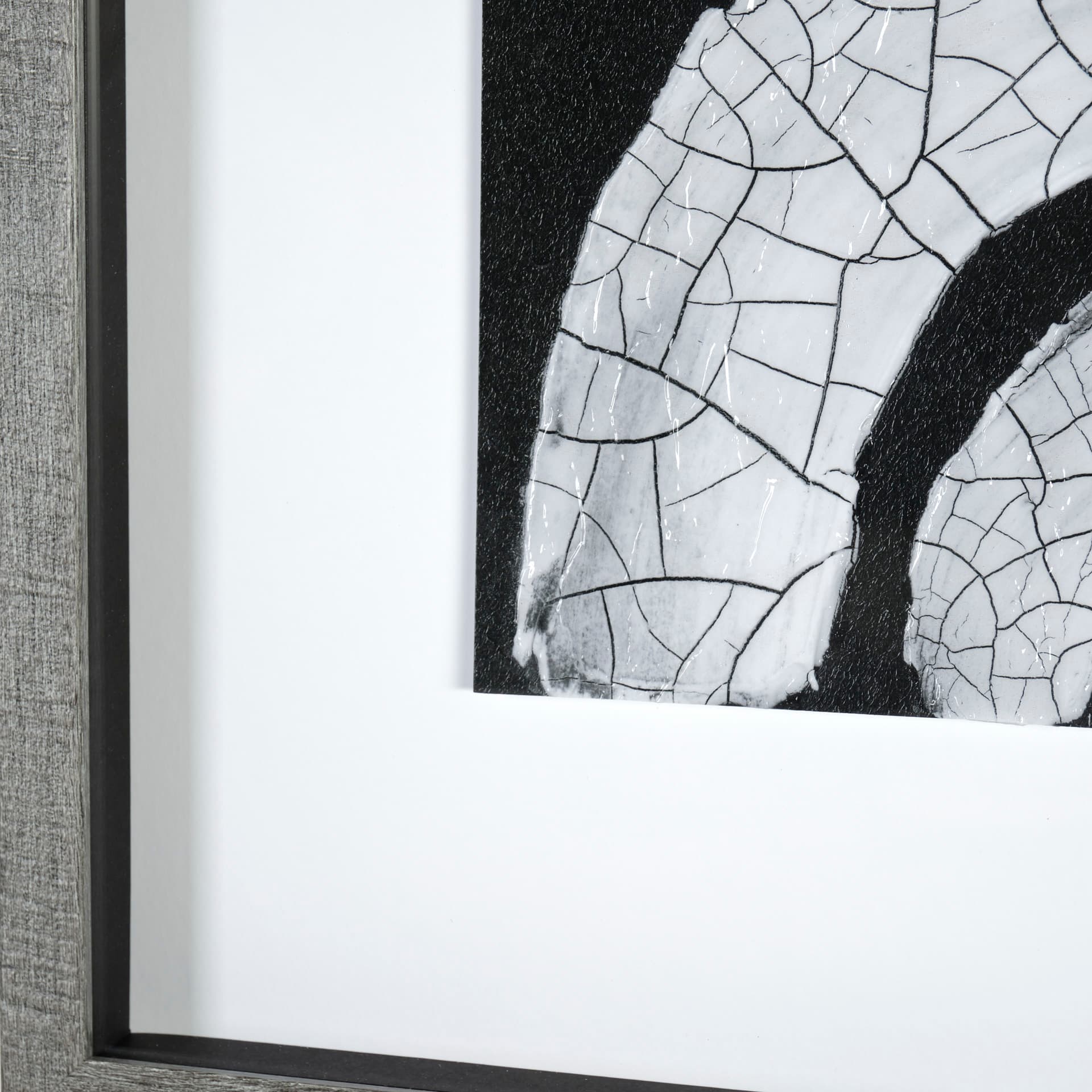 Ying (Black) by Mercana Studio a Hand Embellished Textured Framed Art Print Matted under Glass — product photograph