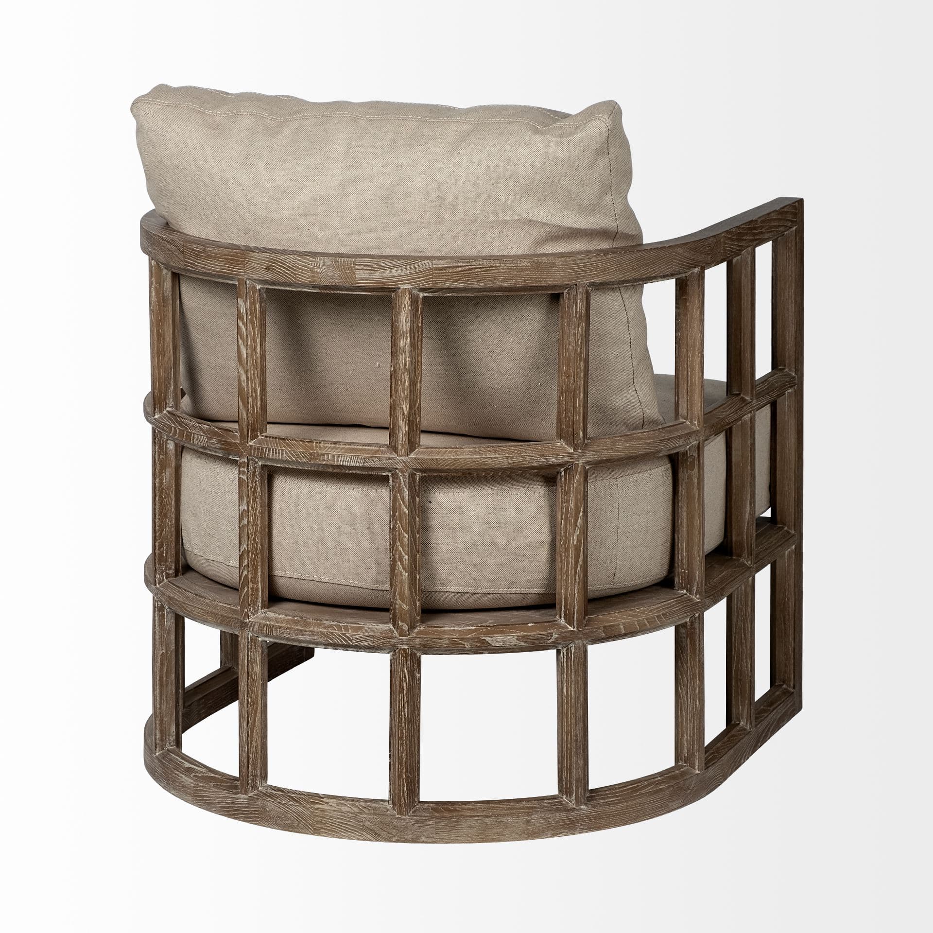 Skylar II Tan Fabric Covered Cushioned Demi-Lune Wooden Frame Accent Chair — product photograph