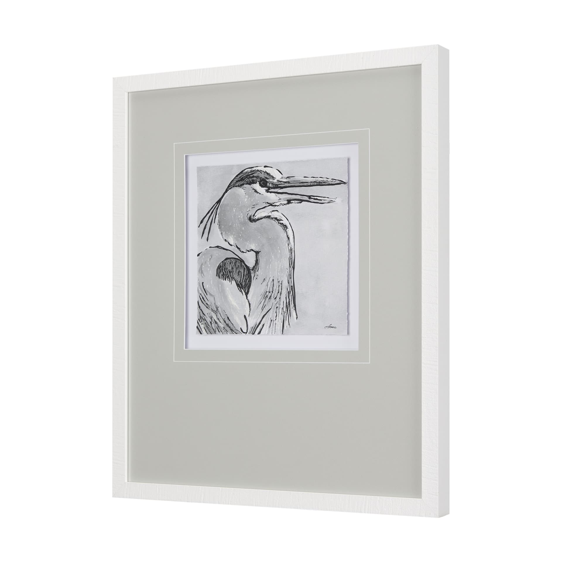 Bird Portrait Sketch I by Mercana Studio Hand Embellished Framed Art Print Matted under Glass — product photograph