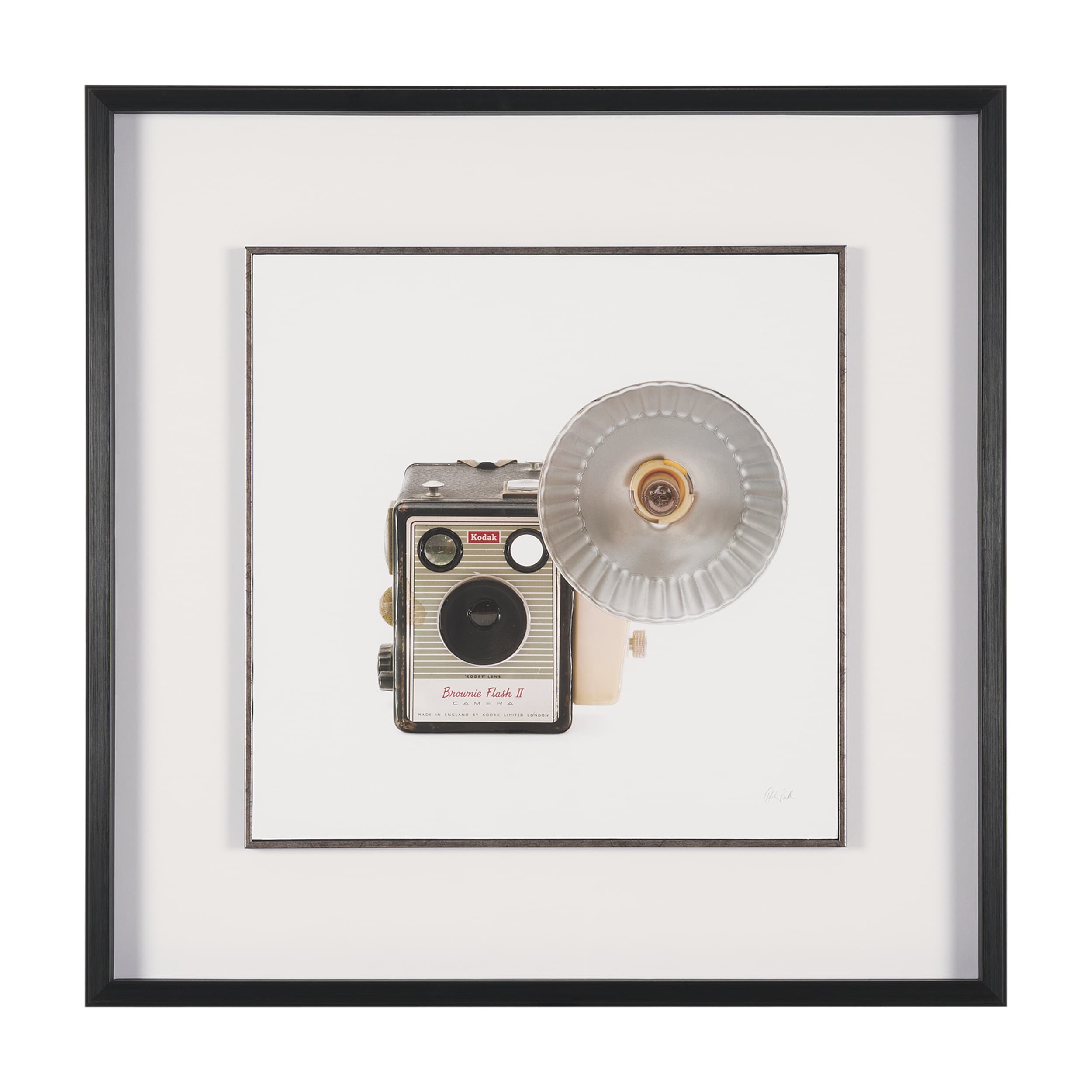 Flash Bulb Camera by Deborah Revell Hand Embelished Framed Art Print Matted under Glass — product photograph