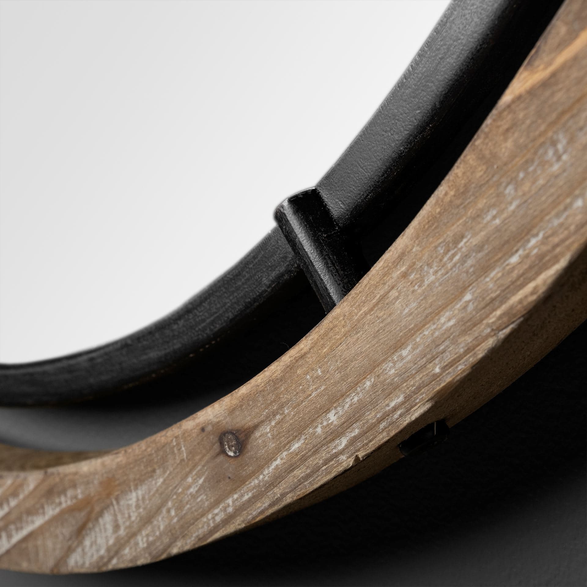 Josi 28" Brown Wood and Black Metal Frame Mirror — product photograph