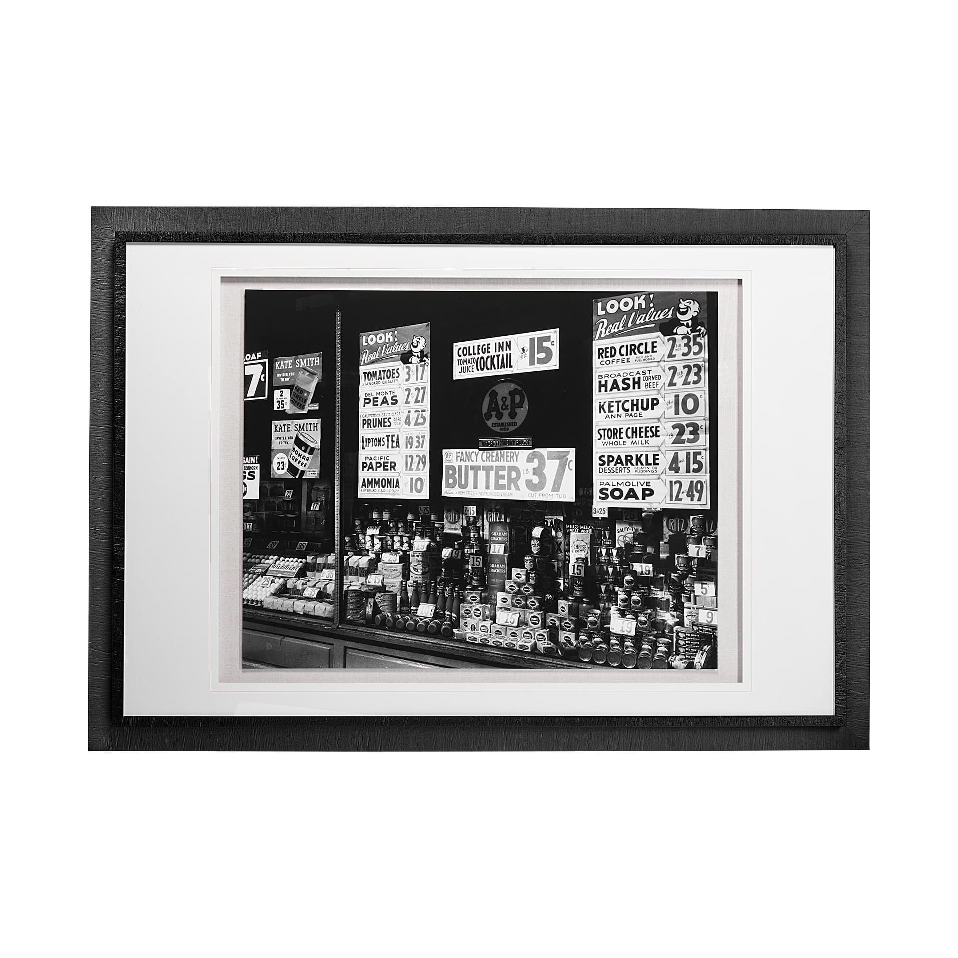 Great Tea Company by Berenice Abbott a Hand Embellished Textured Framed Art Photo Matted under Glass — product photograph