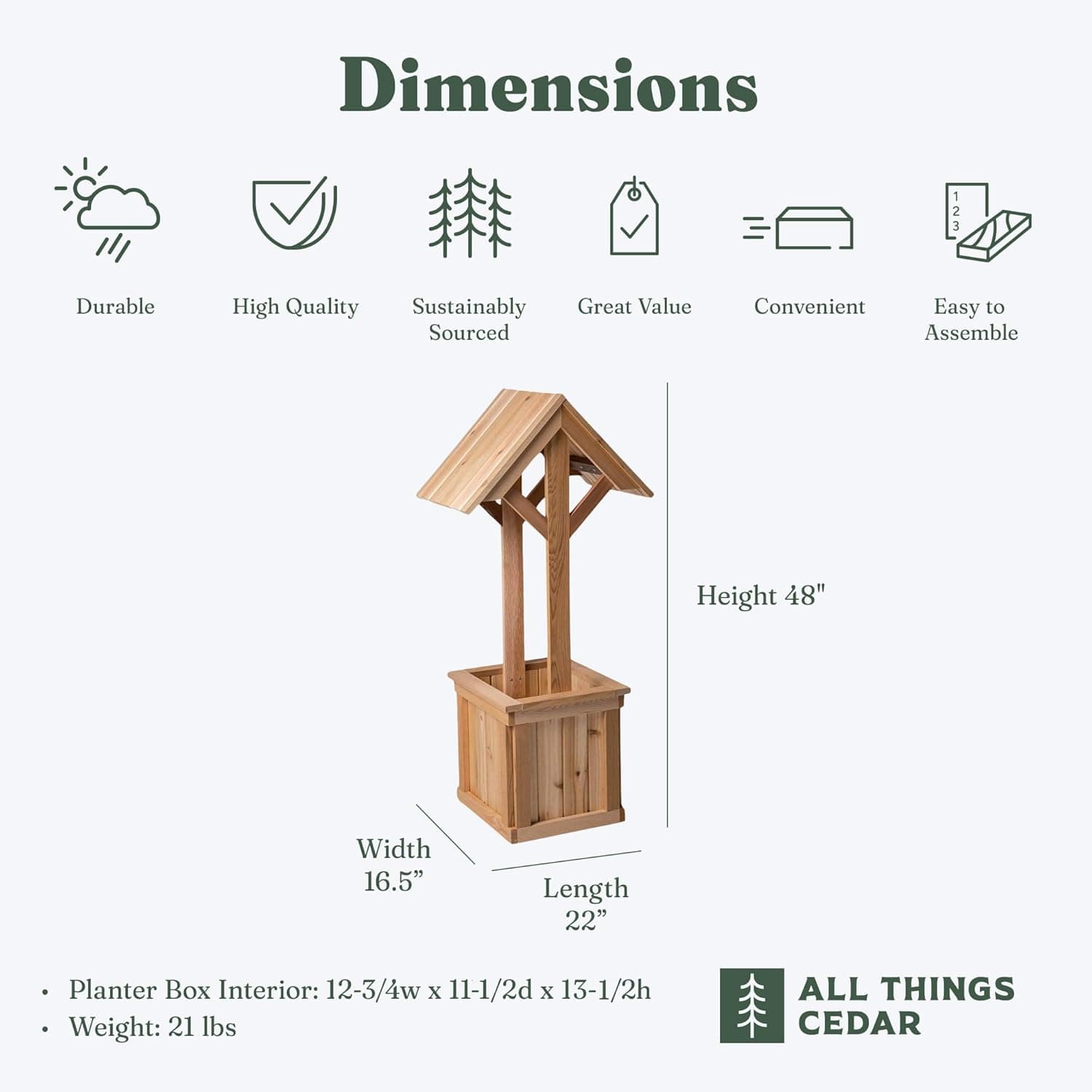 4-Ft Wishing Well Cedar Planter Box — product photograph