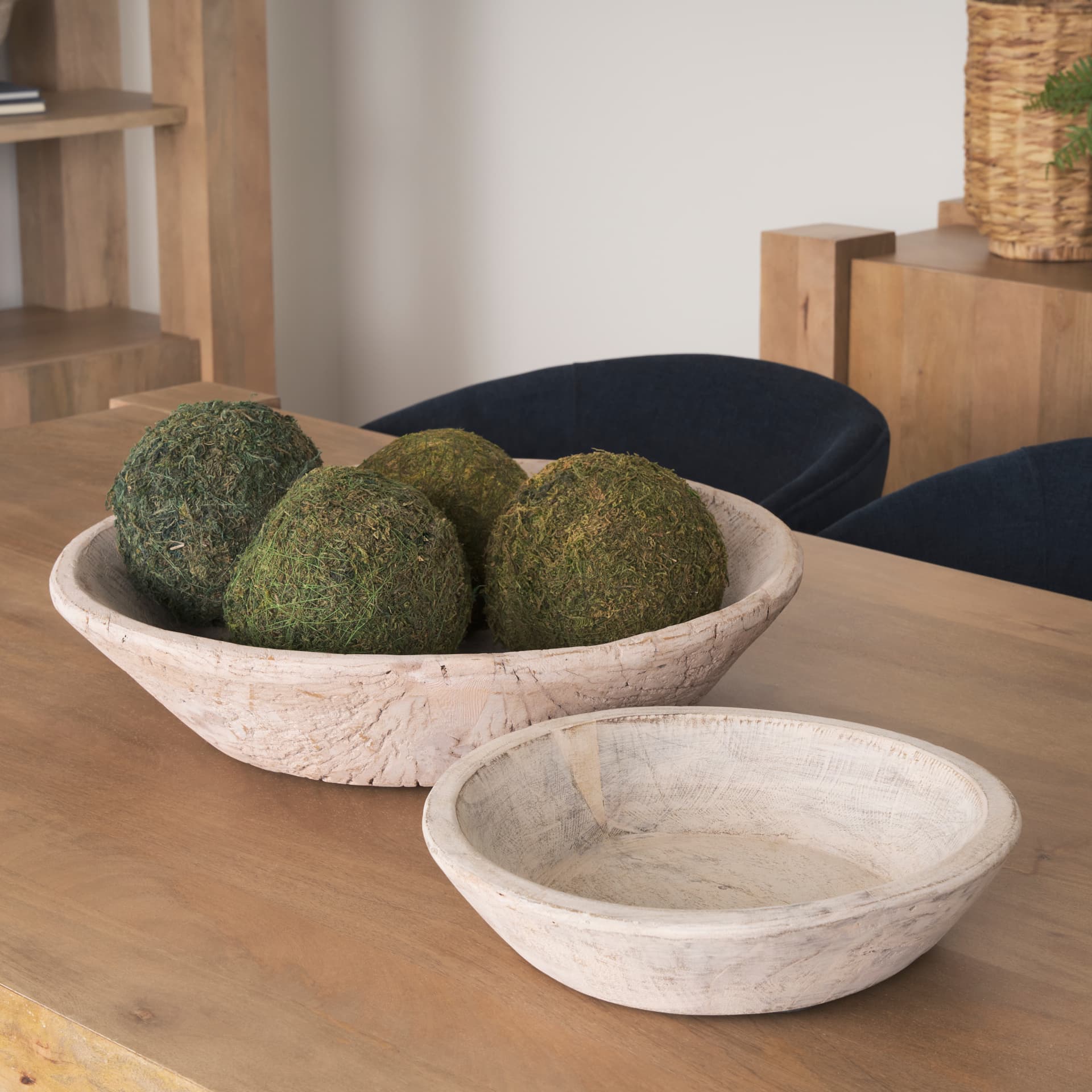 Nikita Set of 2 Large Light-Wash Reclaimed Wood Bowls — product photograph