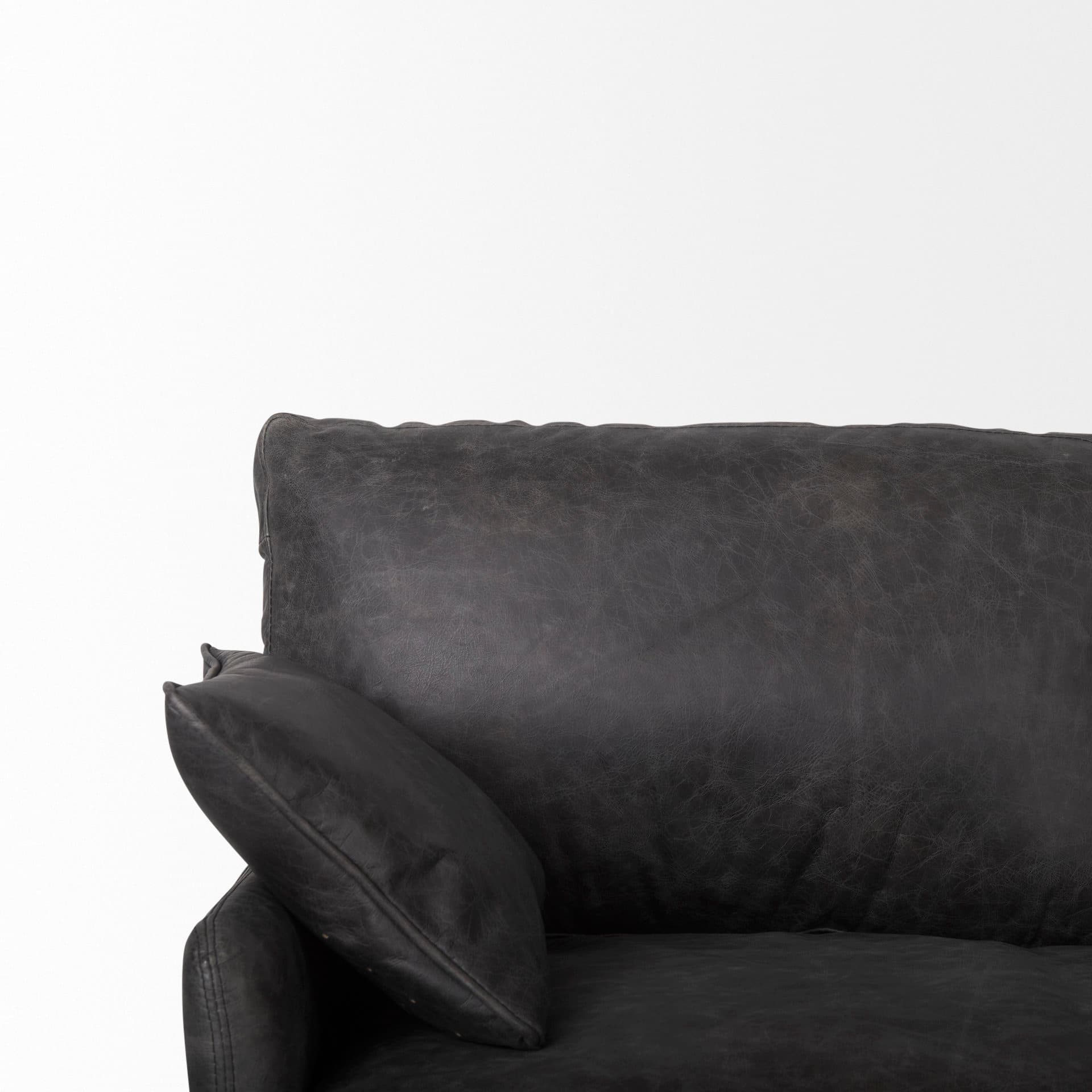 Cochrane 82L x 33W x 32.3 Black Leather Three Seater Sofa — product photograph