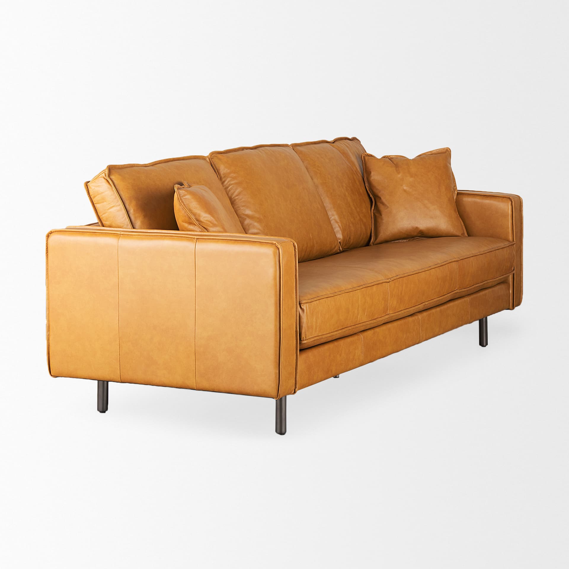 D'Arcy 88.0L x 37.0W x 34.0H Tan Leather Sofa — product photograph