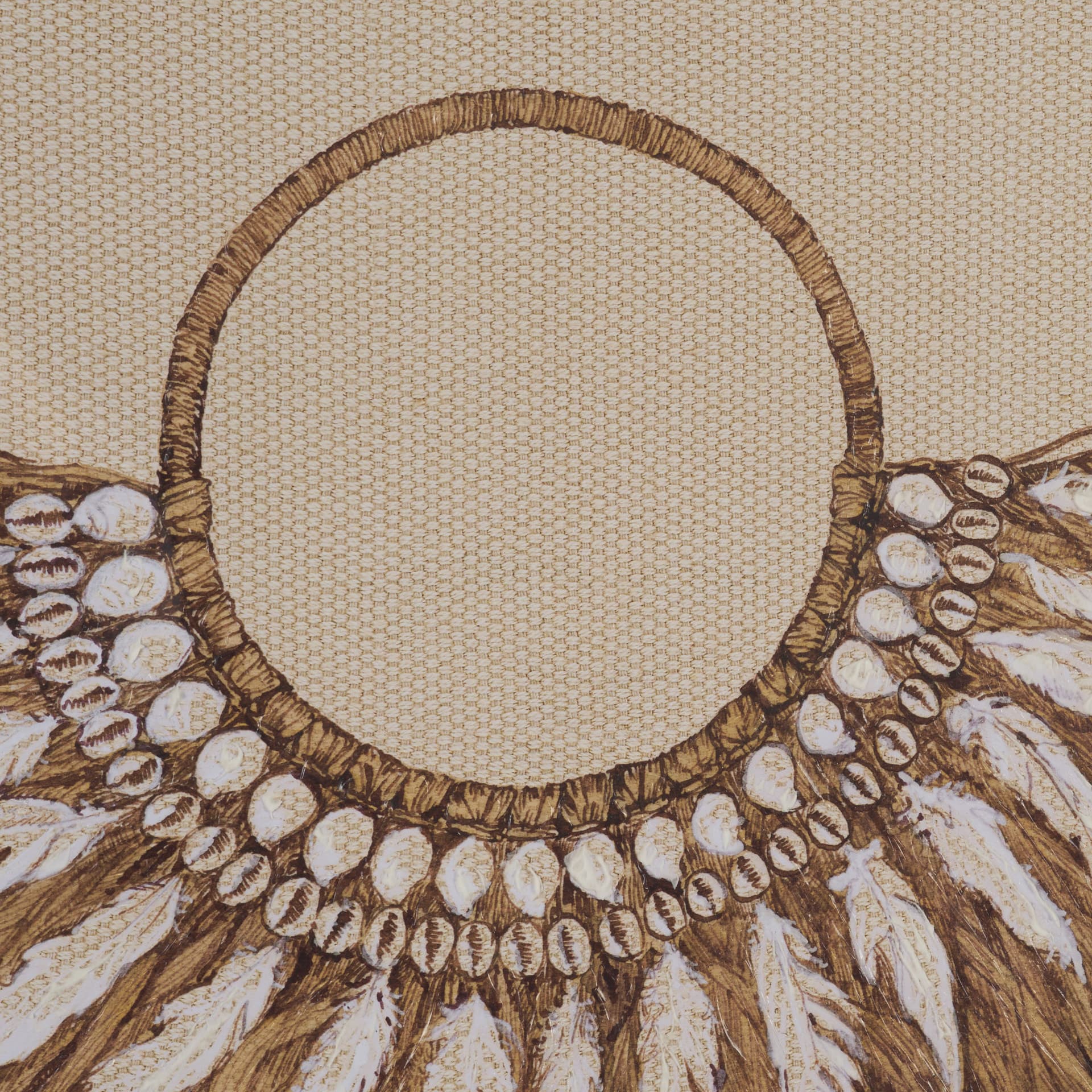 Papua Necklace II by Mercana Studio Hand-Embellished Textured Framed Artwork Matted under Glass — product photograph