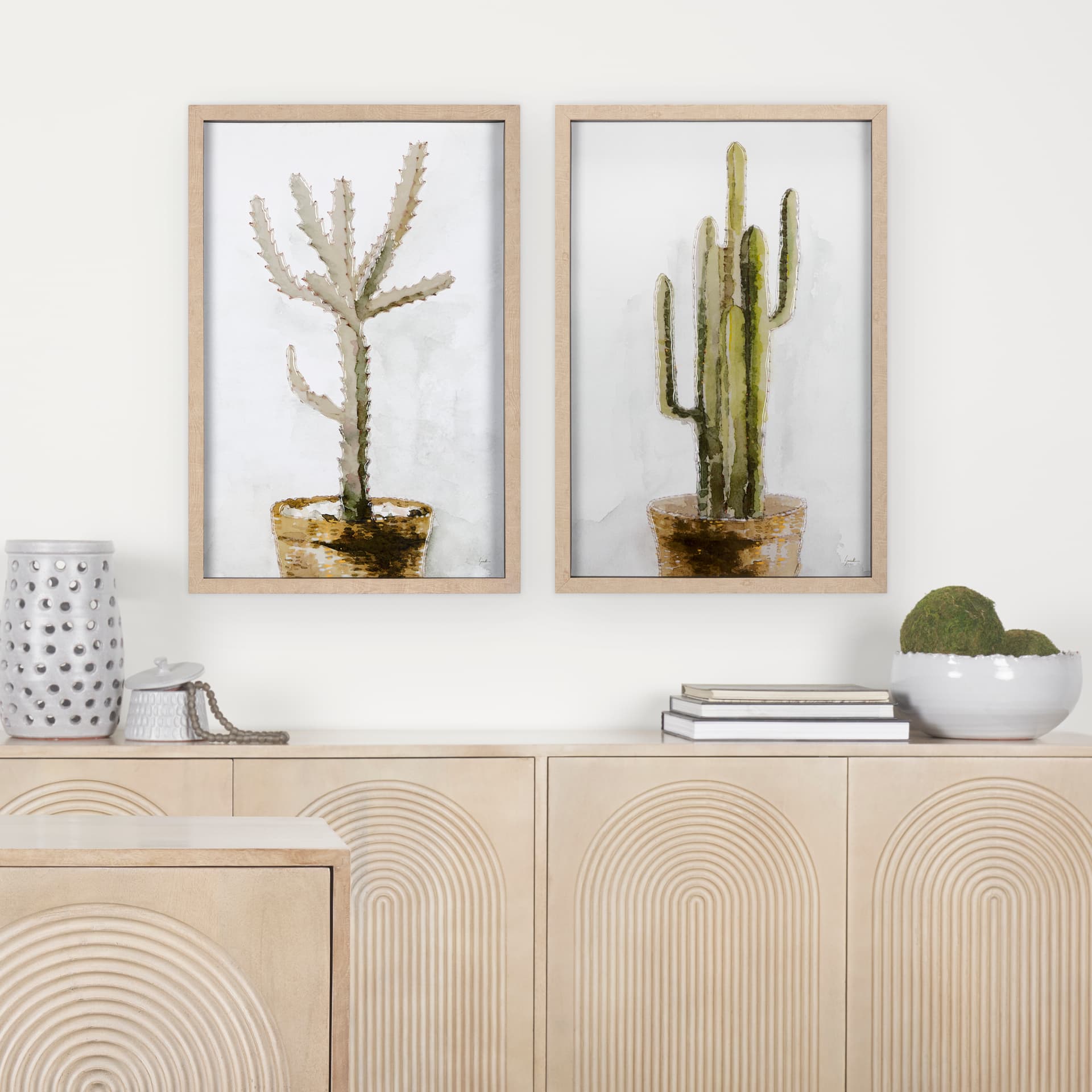 Arid Solitude I by Mercana Studio a Hand Embellished Textured Framed Art Print Matted under Glass — in a styled room