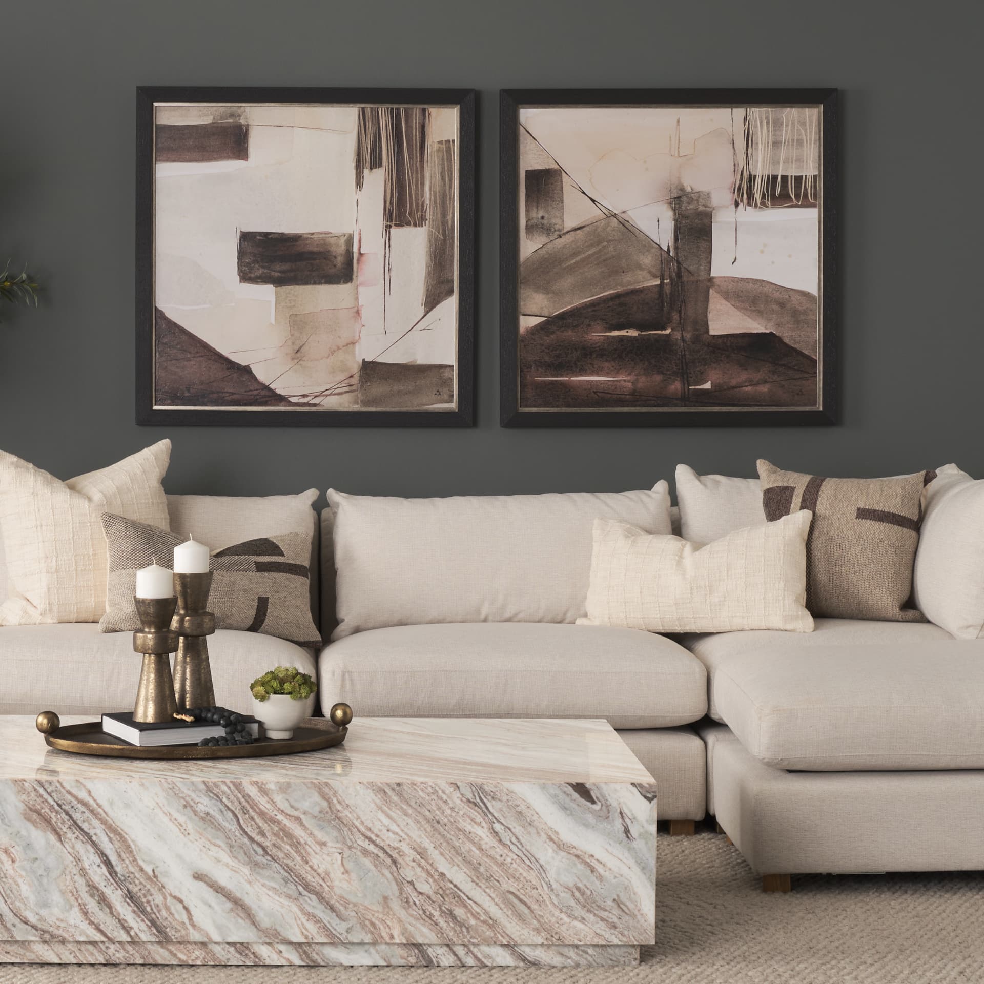 Quiet Constructs II by Mercana Studio Hand Embelished Textured Framed Artwork Matted — product photograph