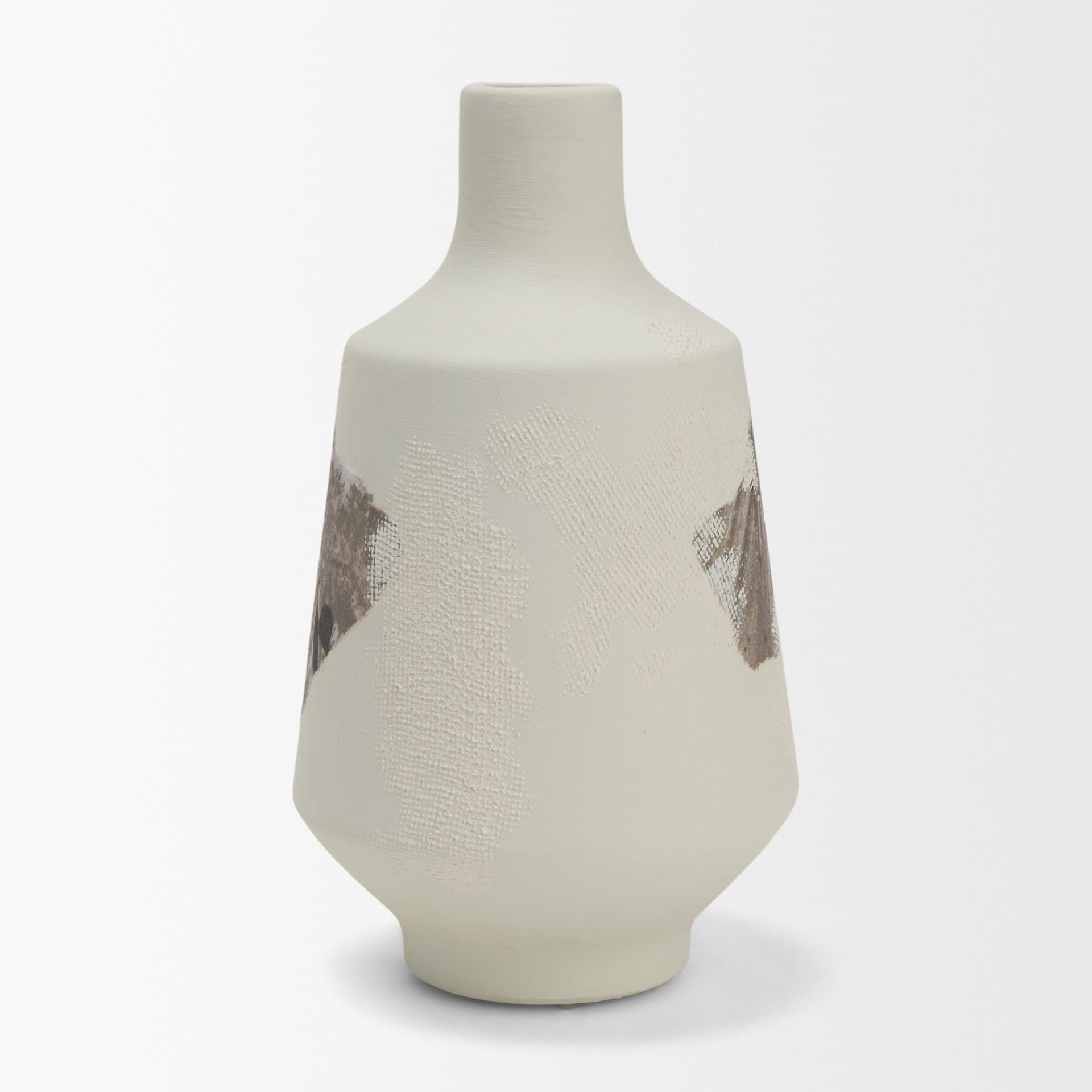 Velo 11.8H White w/Green Hand-Painted Terracotta Decorative Vase — product photograph
