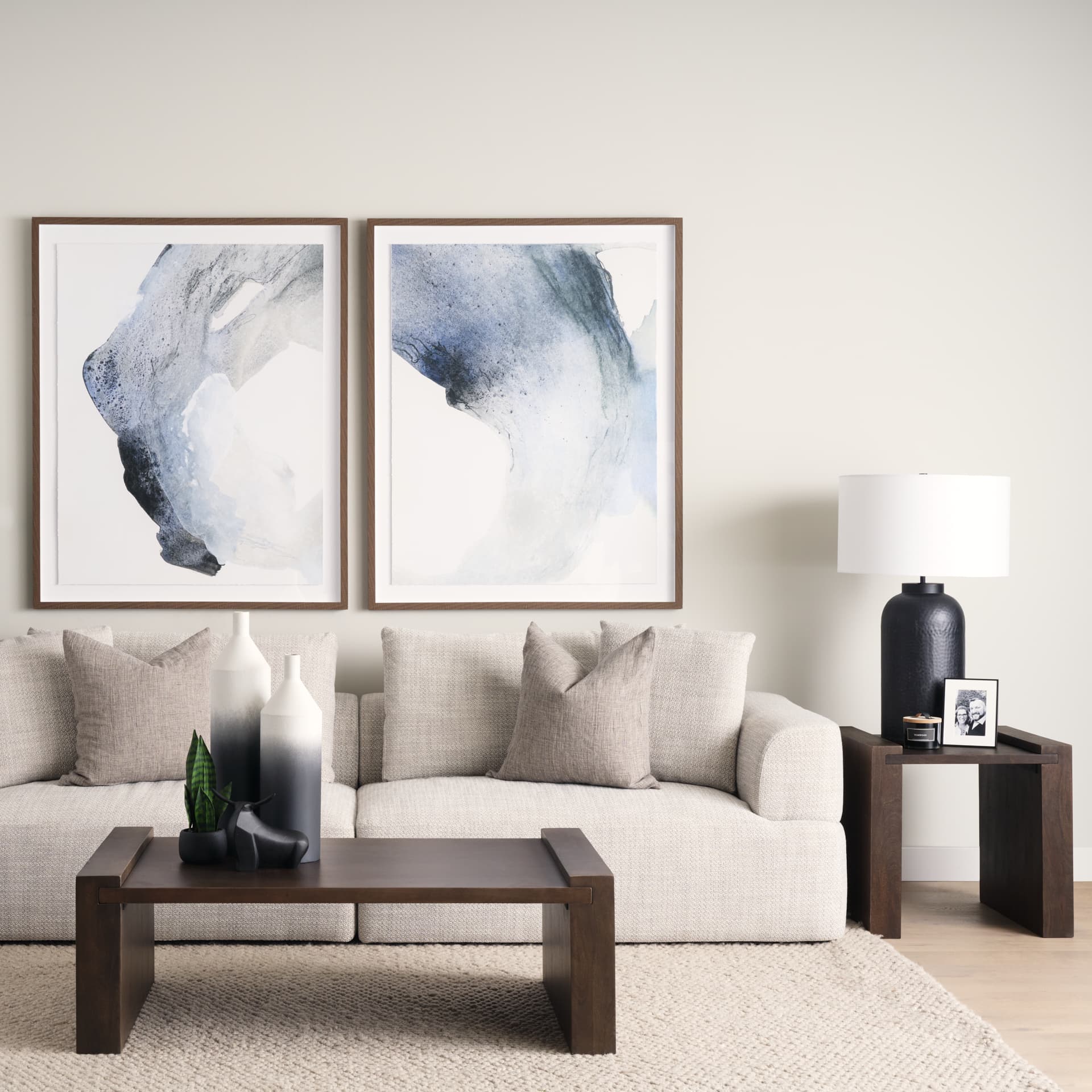 Wesson Dark Brown Wooden Rectangular Coffee Table — in a styled room