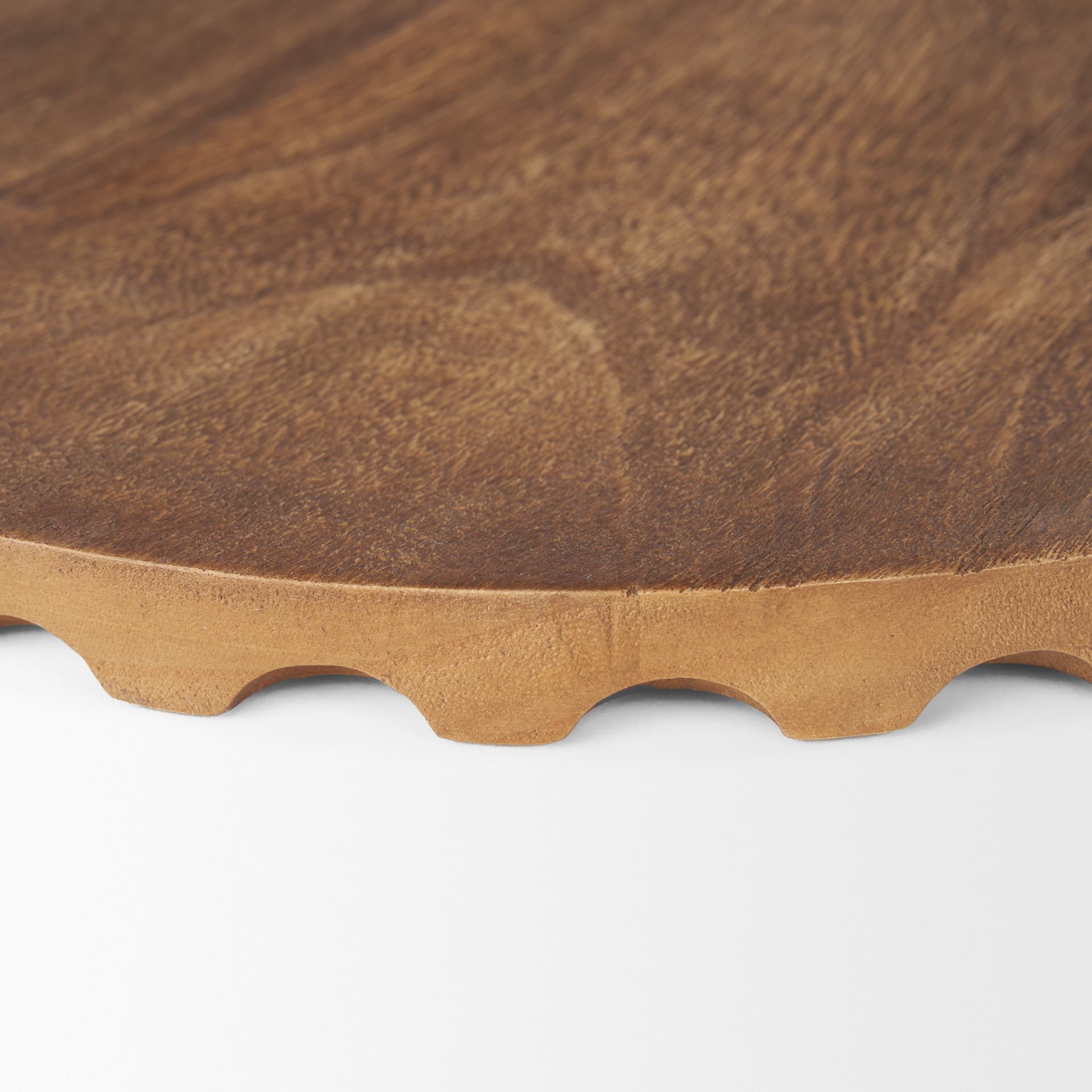 Waverly Round Light Brown Wood Scalloped Edged Trays — product photograph