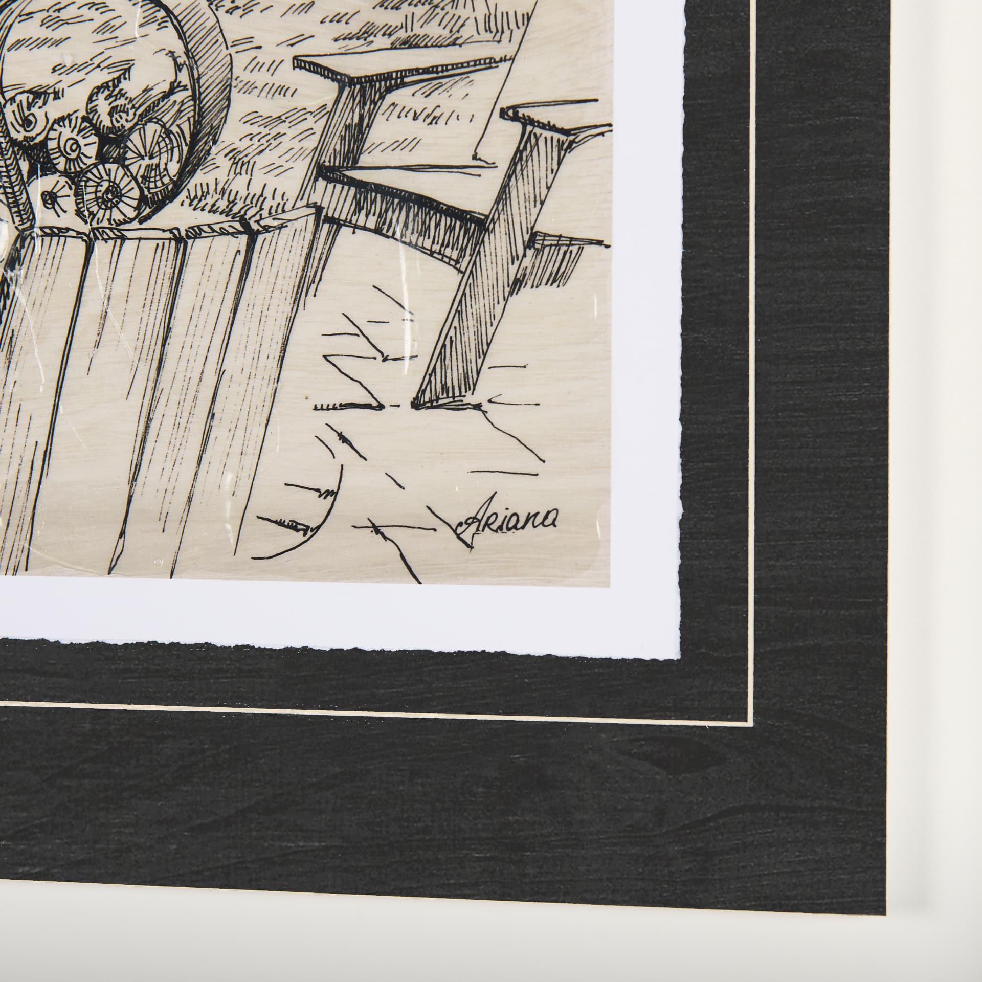 Fireside I by Mercana Studio a Hand Embellished Textured Framed Art Print Matted under Glass — product photograph