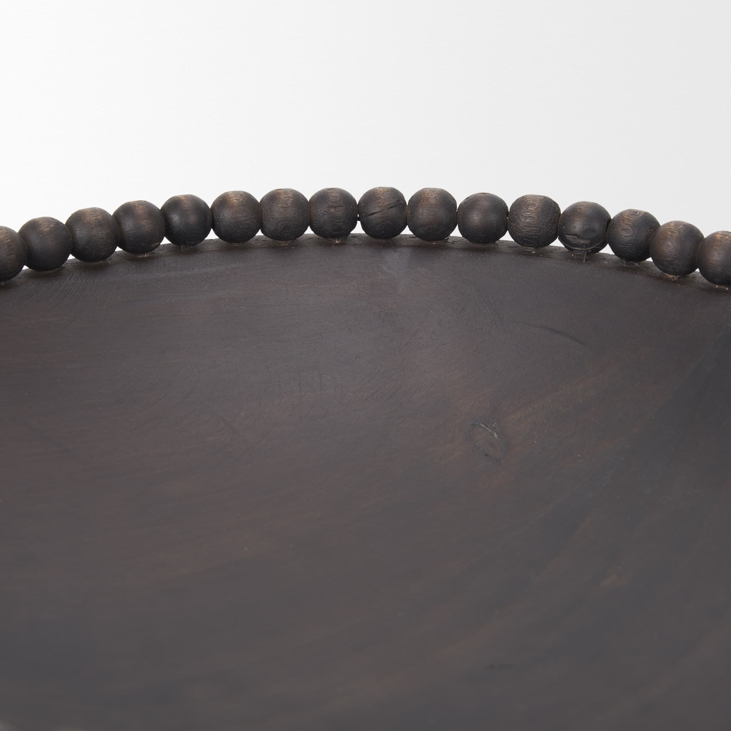 Wendell Dark Brown Wood w/ Wood Beads Round Bowls — product photograph