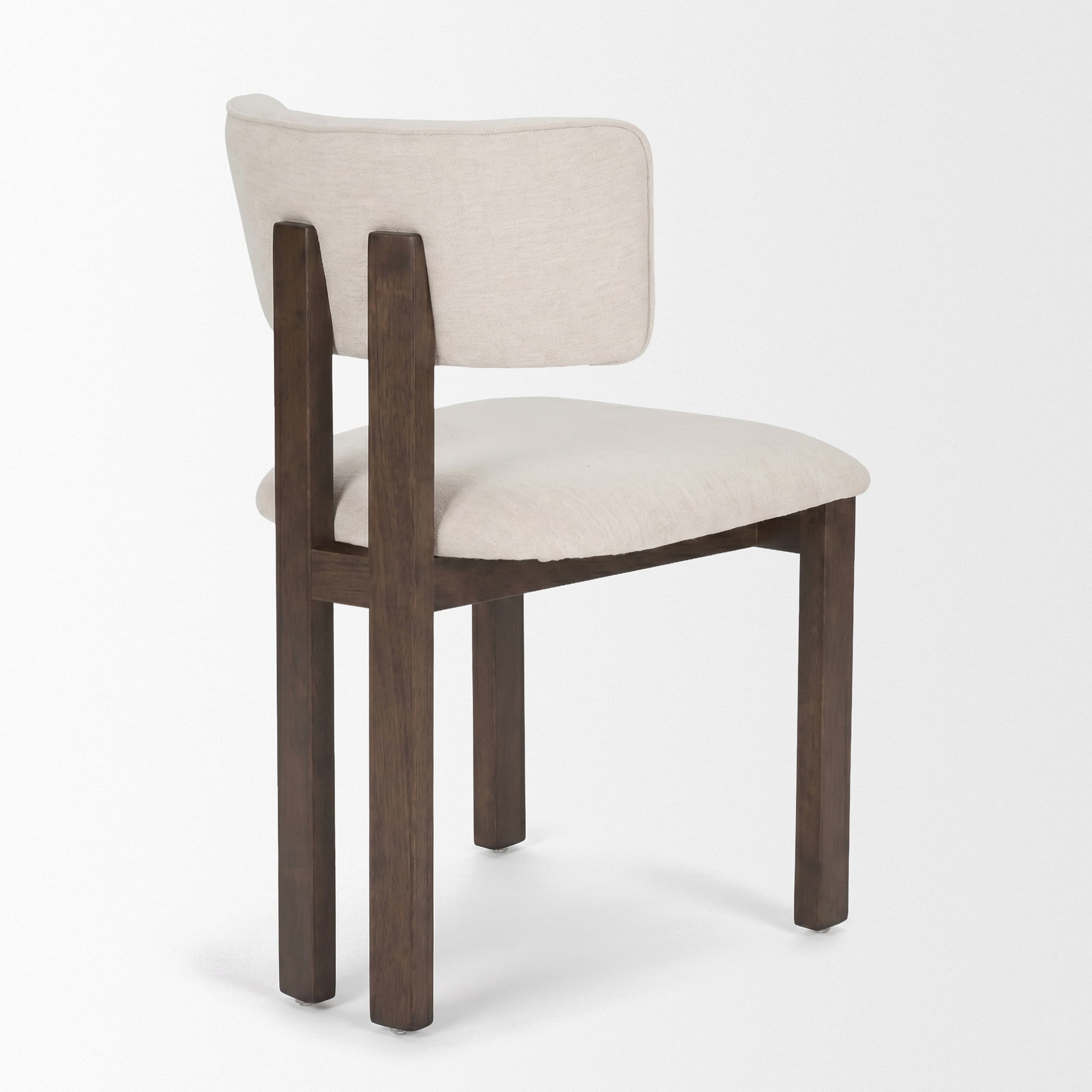 Soho Open Back Dining Side Chair | Cream Chenille w/ Dark Brown Wood — product photograph