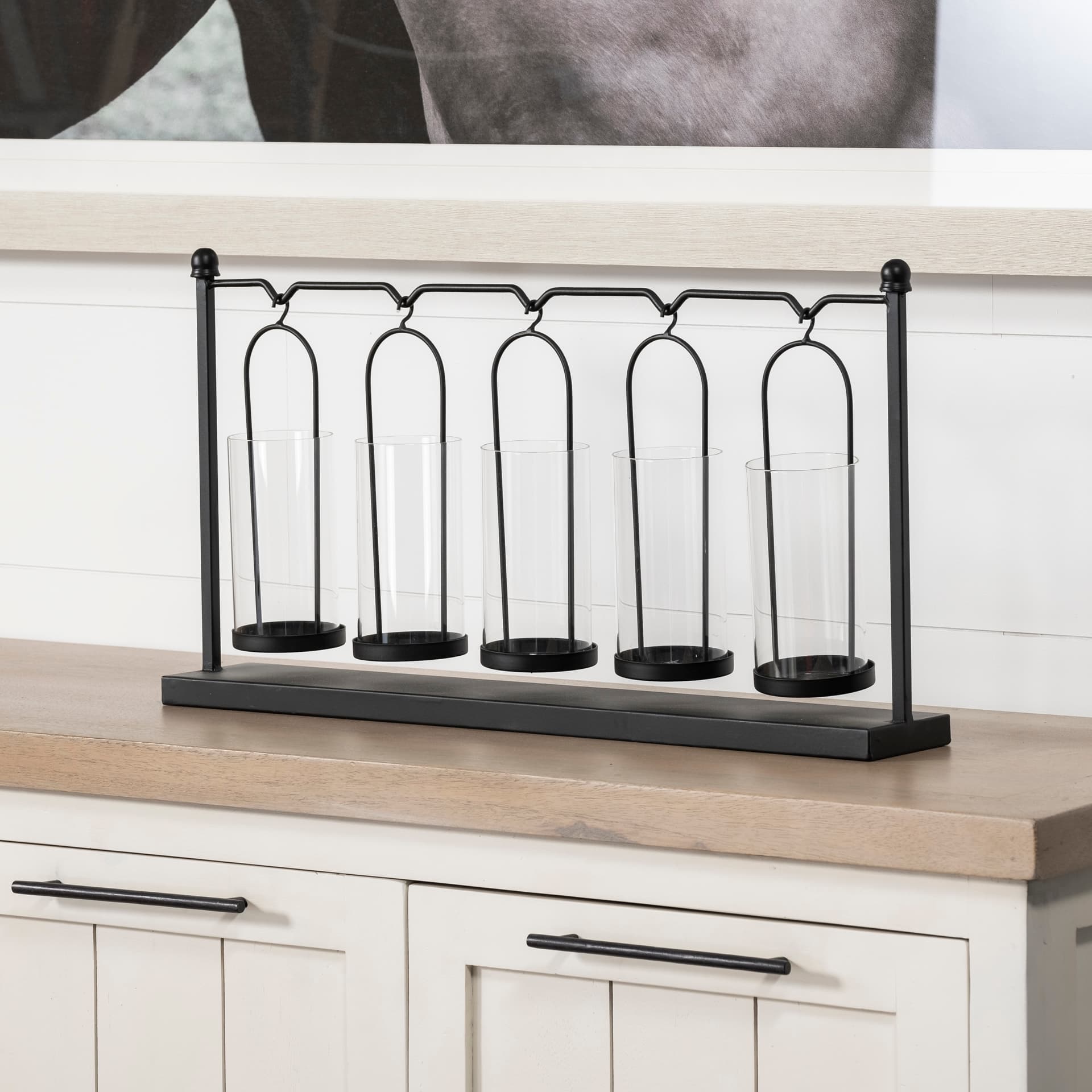 Erlen Black Metal Hanging Votive Five Candle Table Candle Holder — product photograph