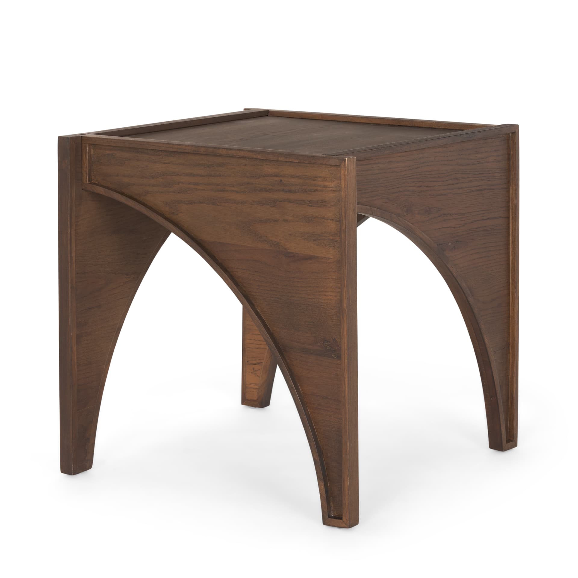 Laraya Medium Brown Wood w/ Arches End Table — product photograph