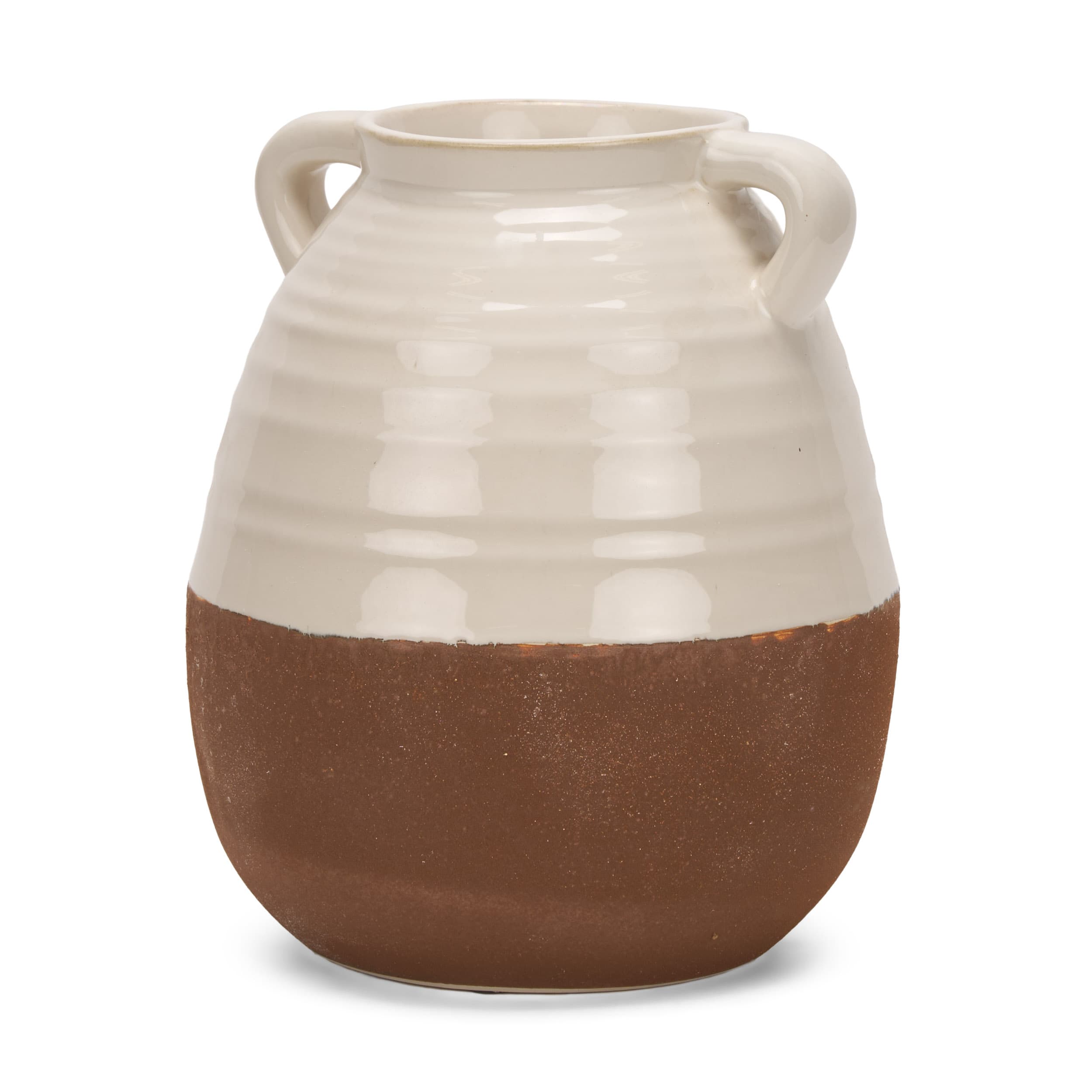 Tryna Large Beige w/ Matte Brown Ceramic Vase — product photograph