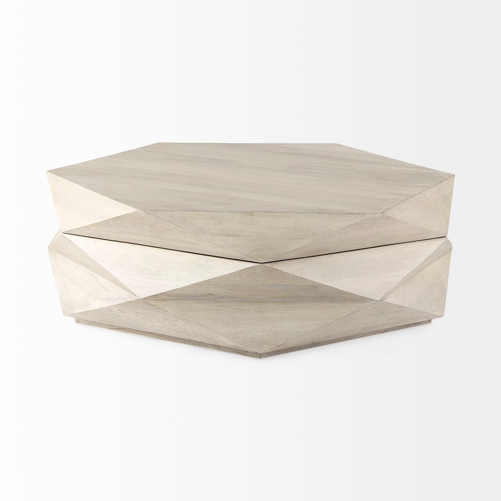 Arreto 48" Natural Solid Wood Hexagonal Storage Coffee Table — product photograph