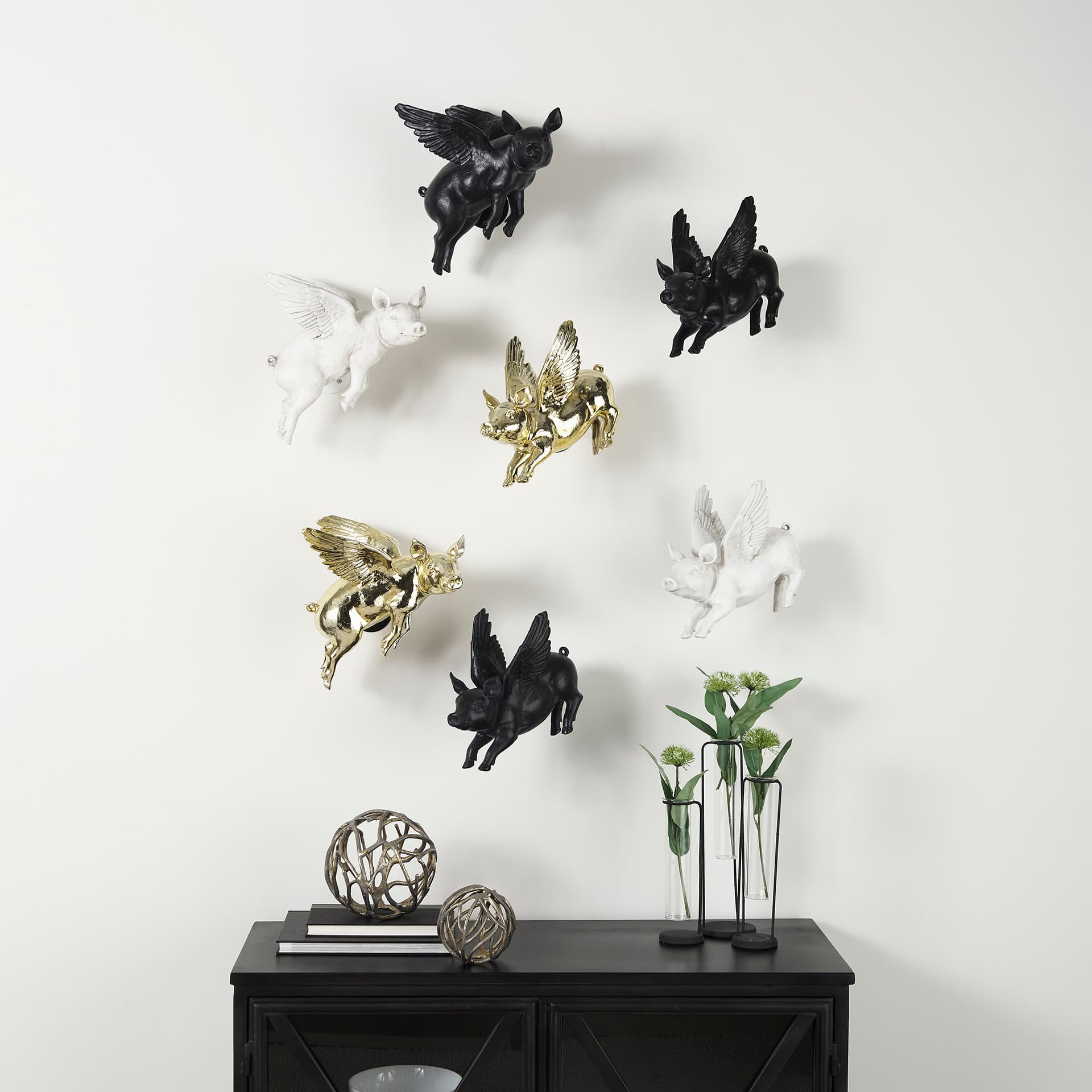 Hogbadi Set of 2 Black Flying Pigs — product photograph