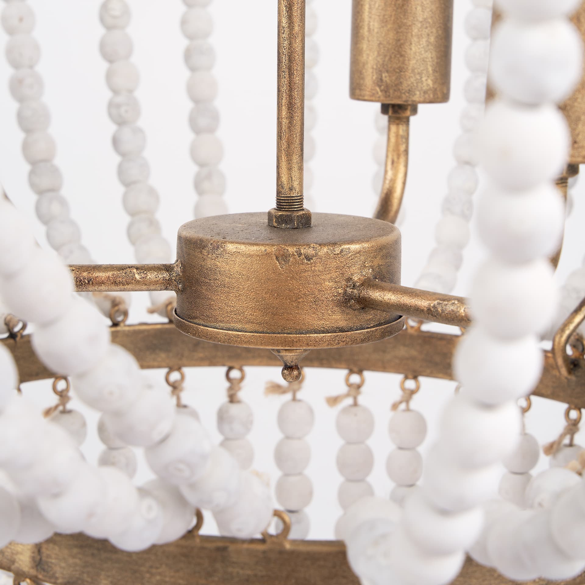 Rhone Gold Metal and Wood Beaded Chandelier — product photograph