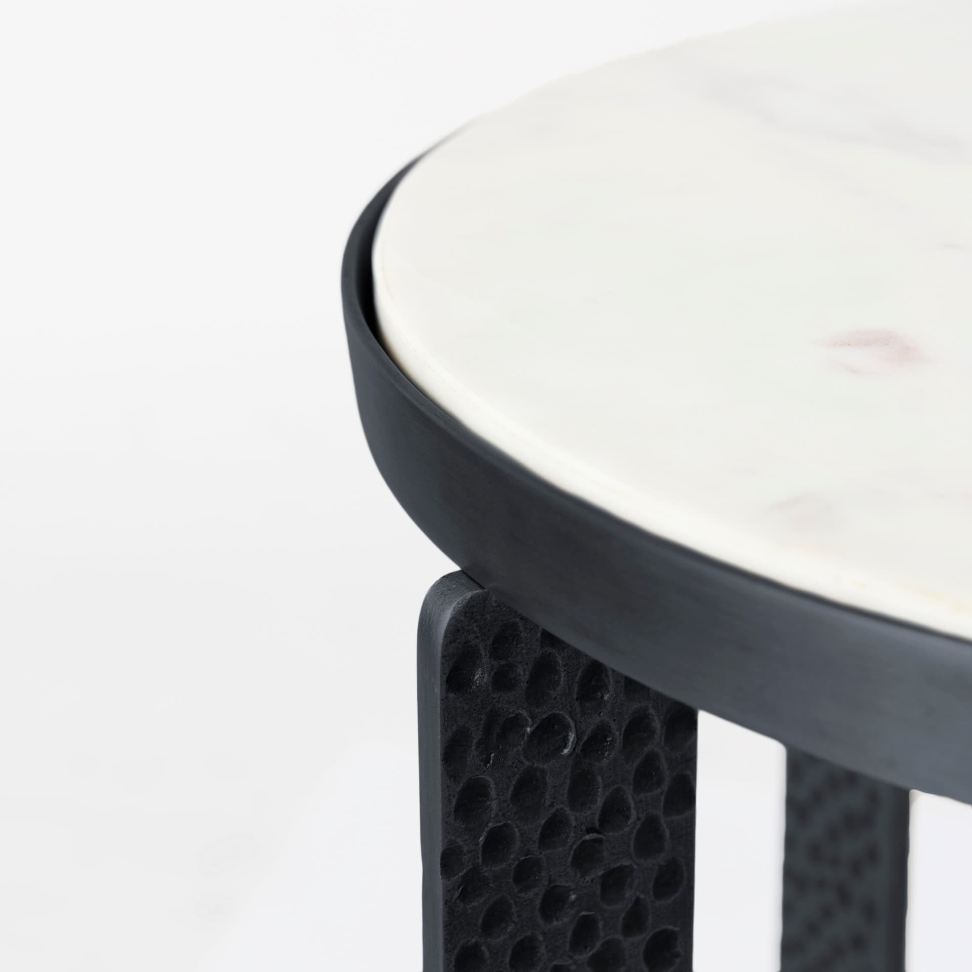 Patrick 23"H White Marble Top w/ Matte Black Metal Accent Table — product photograph